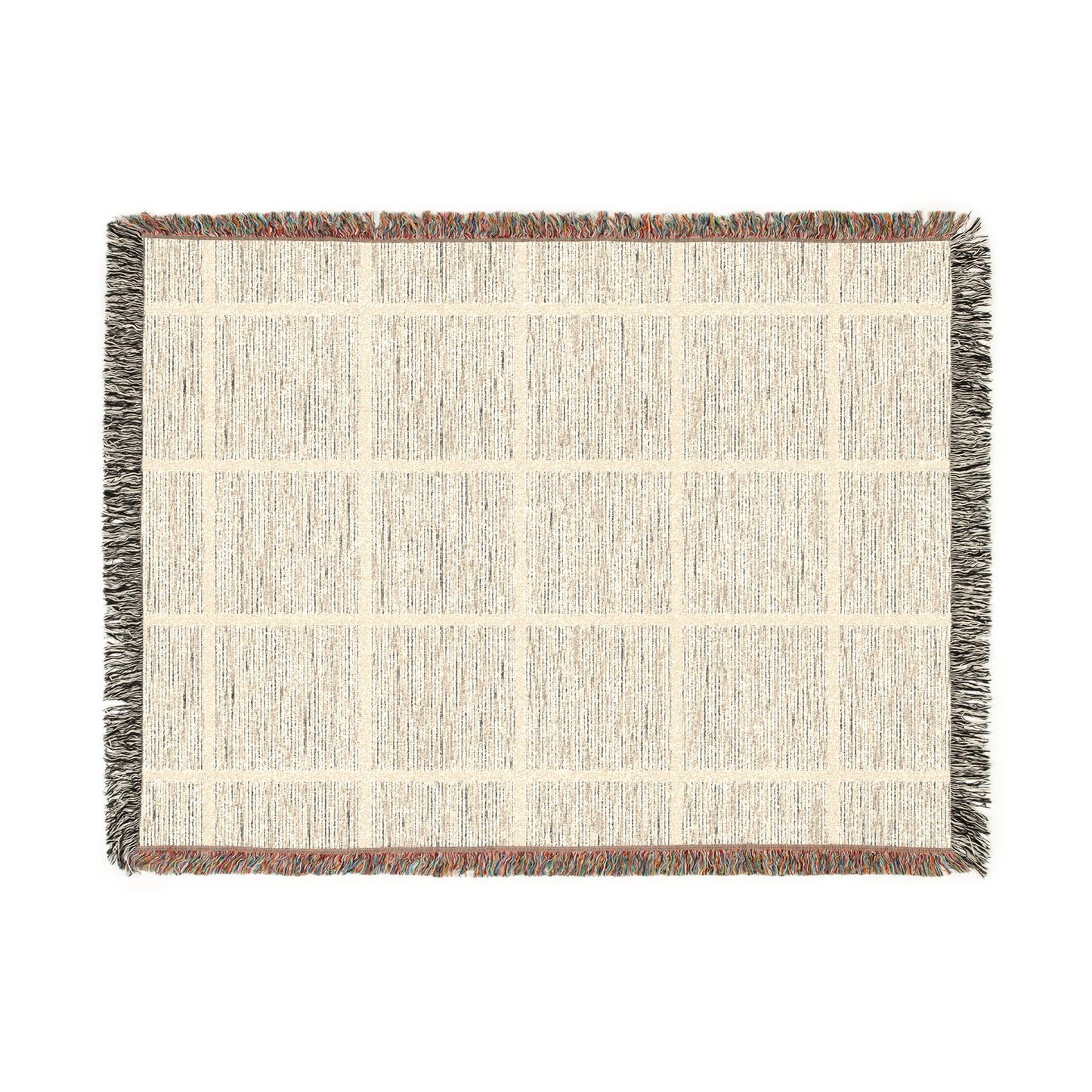 Neutral Grid Woven Throw Blanket | Minimalist Farmhouse Decor