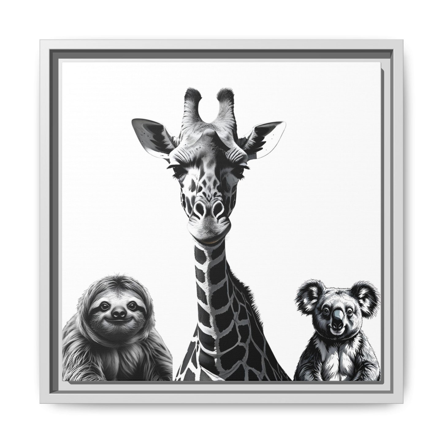 playful animal giraffe, sloth, koala print