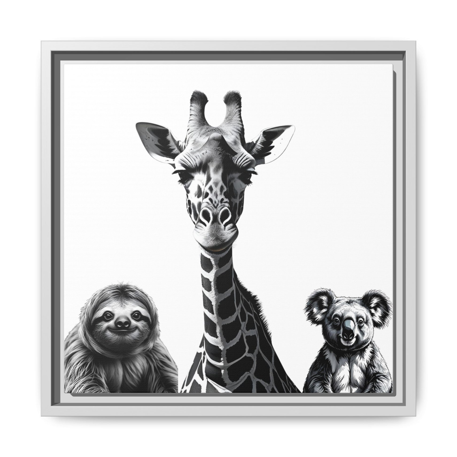playful animal giraffe, sloth, koala print