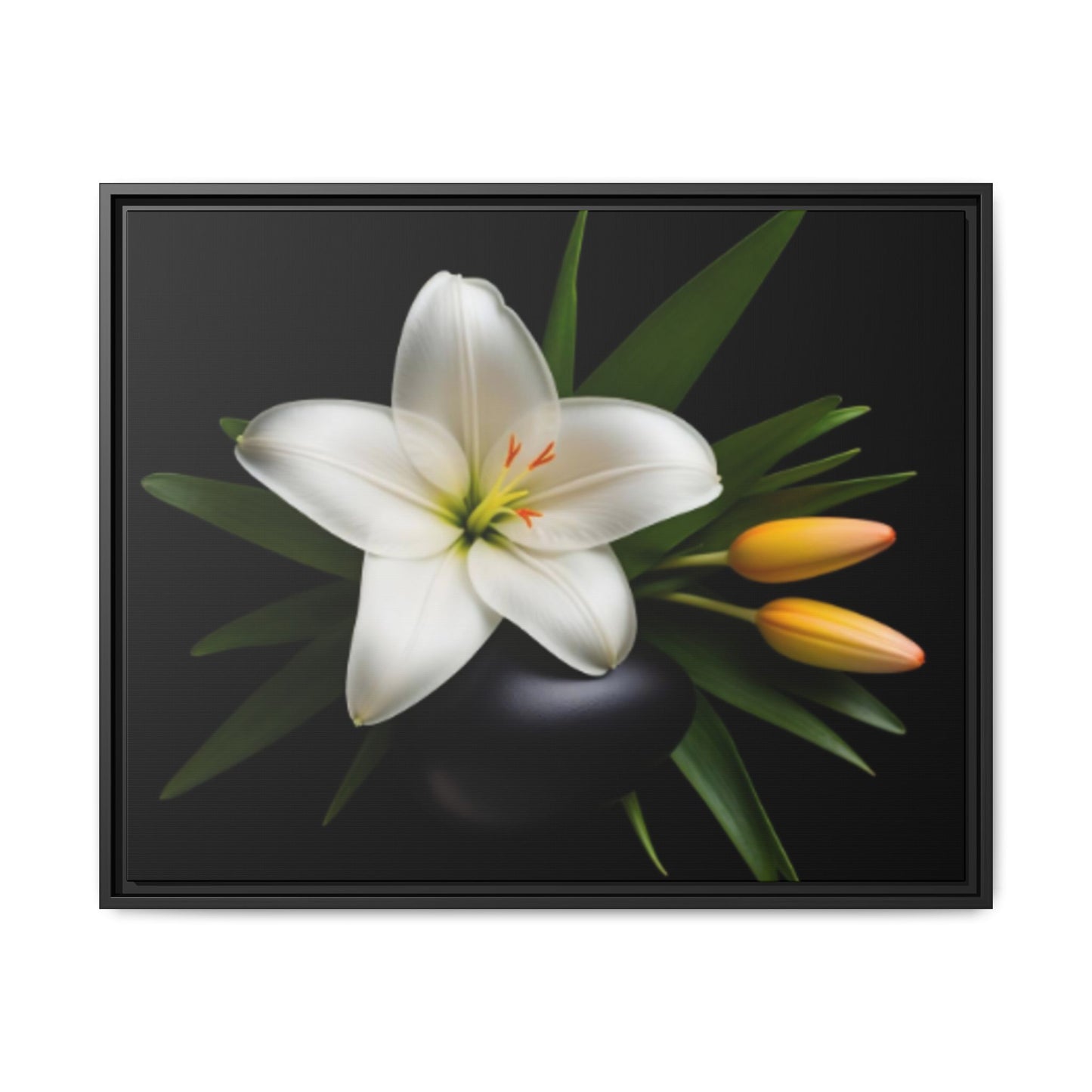 White Lily Wall Art Canvas Print Framed | Elegant Floral Wall Decor for Bedroom, Living Room, Bathroom