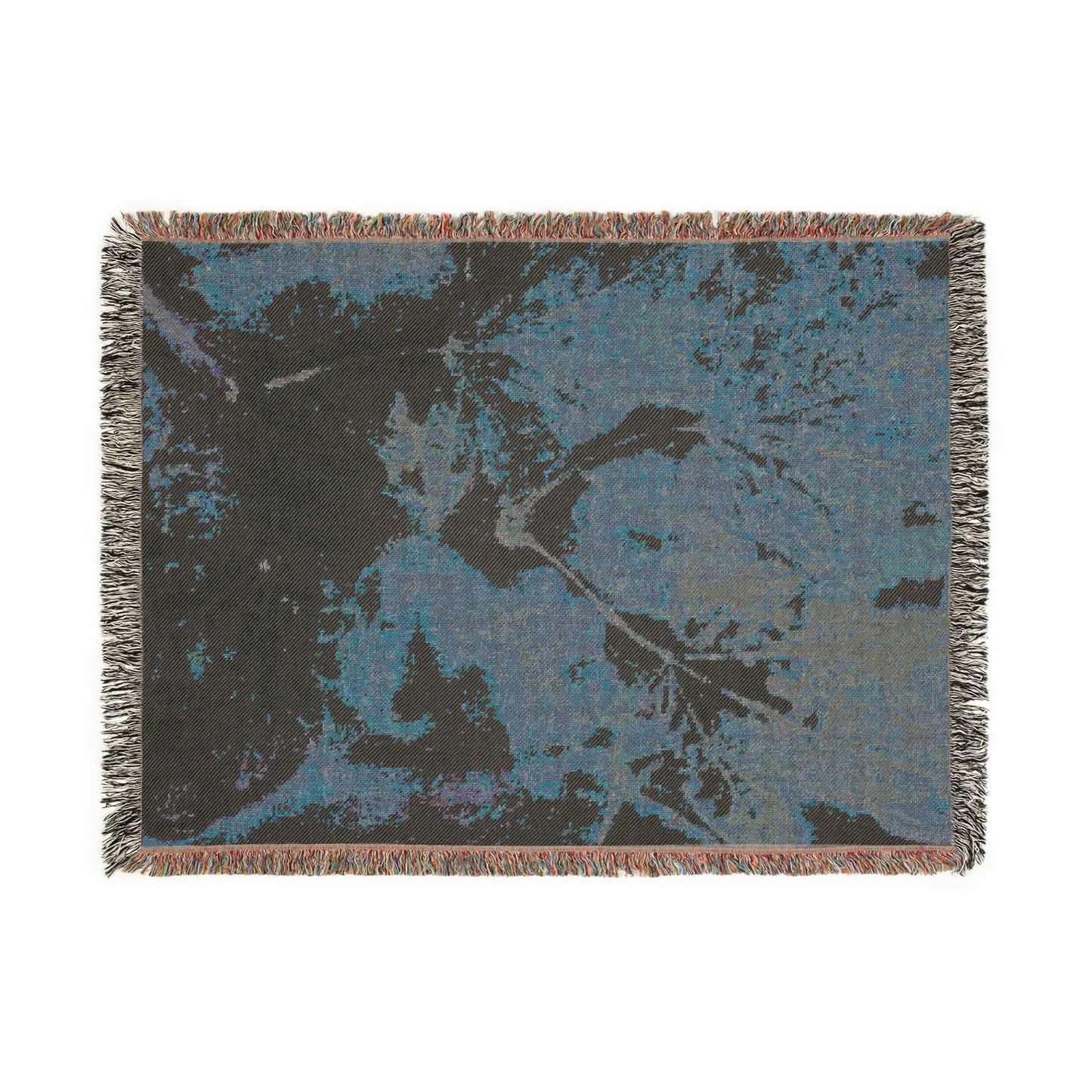 Eco Botanical Woven Throw Blanket | Neutral Leaf Tapestry Decor