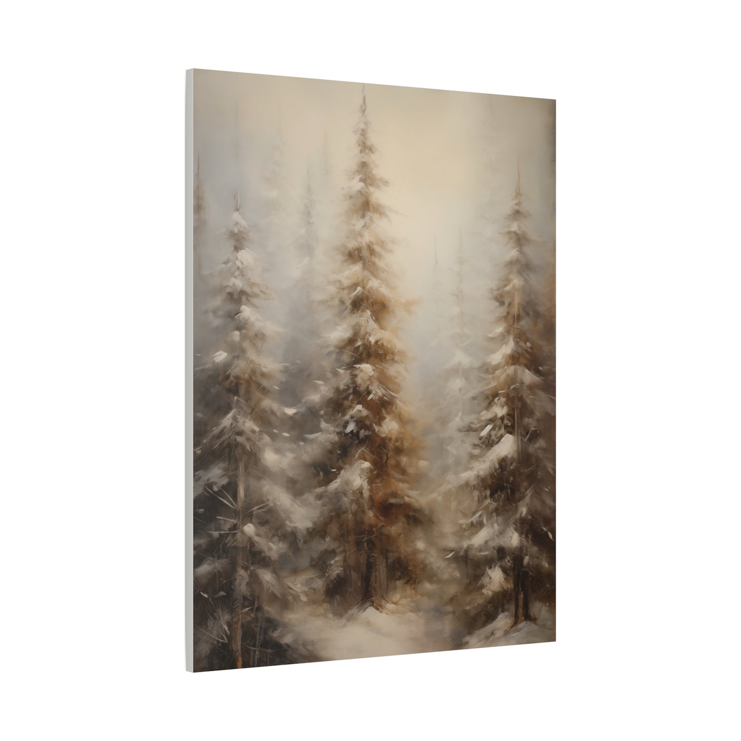 Snowy Pine Forest Winter Canvas Wall Art | Rustic Cabin Decor