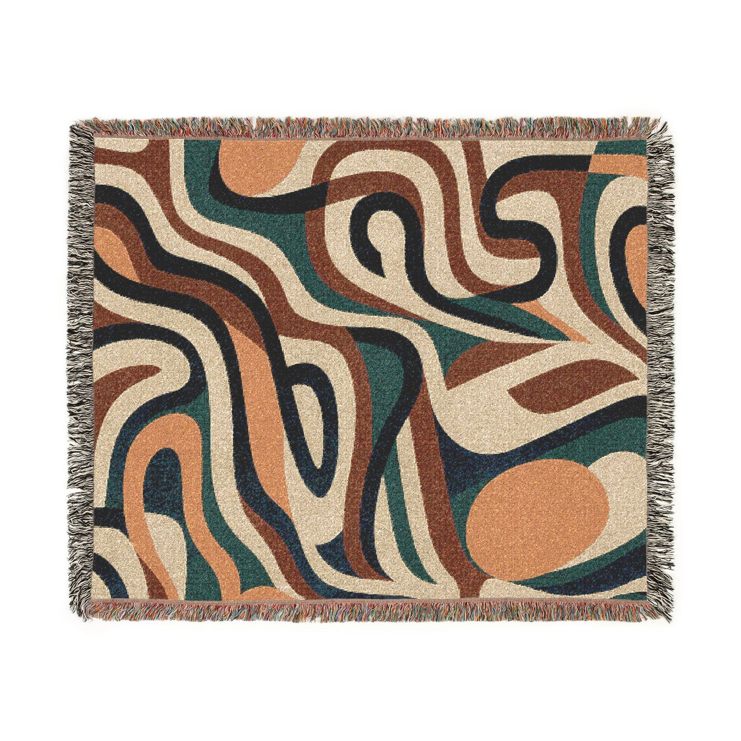 Retro Abstract Woven Blanket – Mid-Century Boho Throw for Couch & Wall Décor