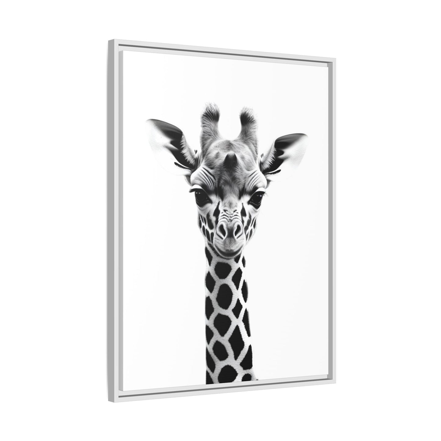 Baby Giraffe Wall Art Black & White Wildlife Photography Print, Cute Giraffe Lover Gift