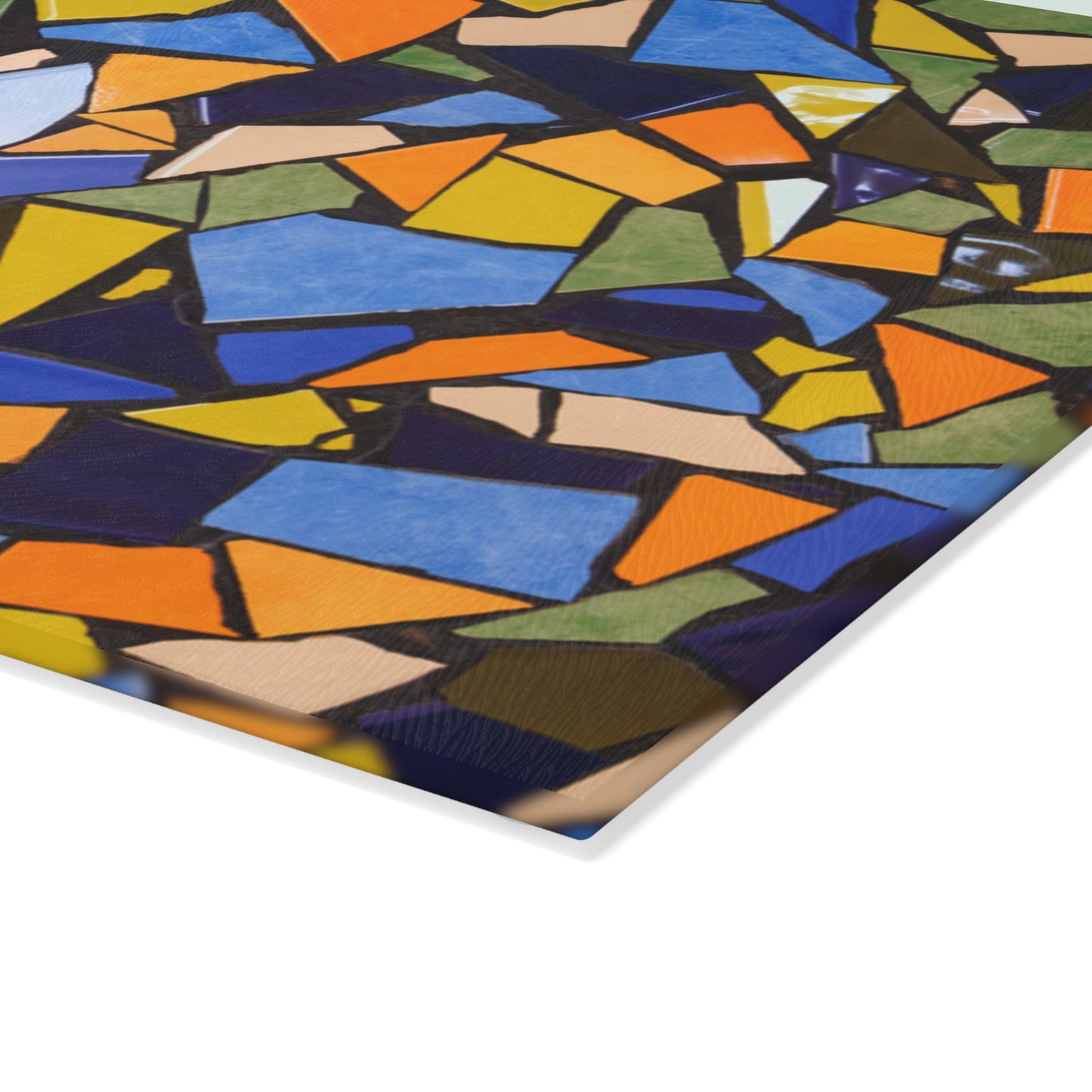Colorful Mosaic Pattern Glass Cutting Board | Abstract Tile Design