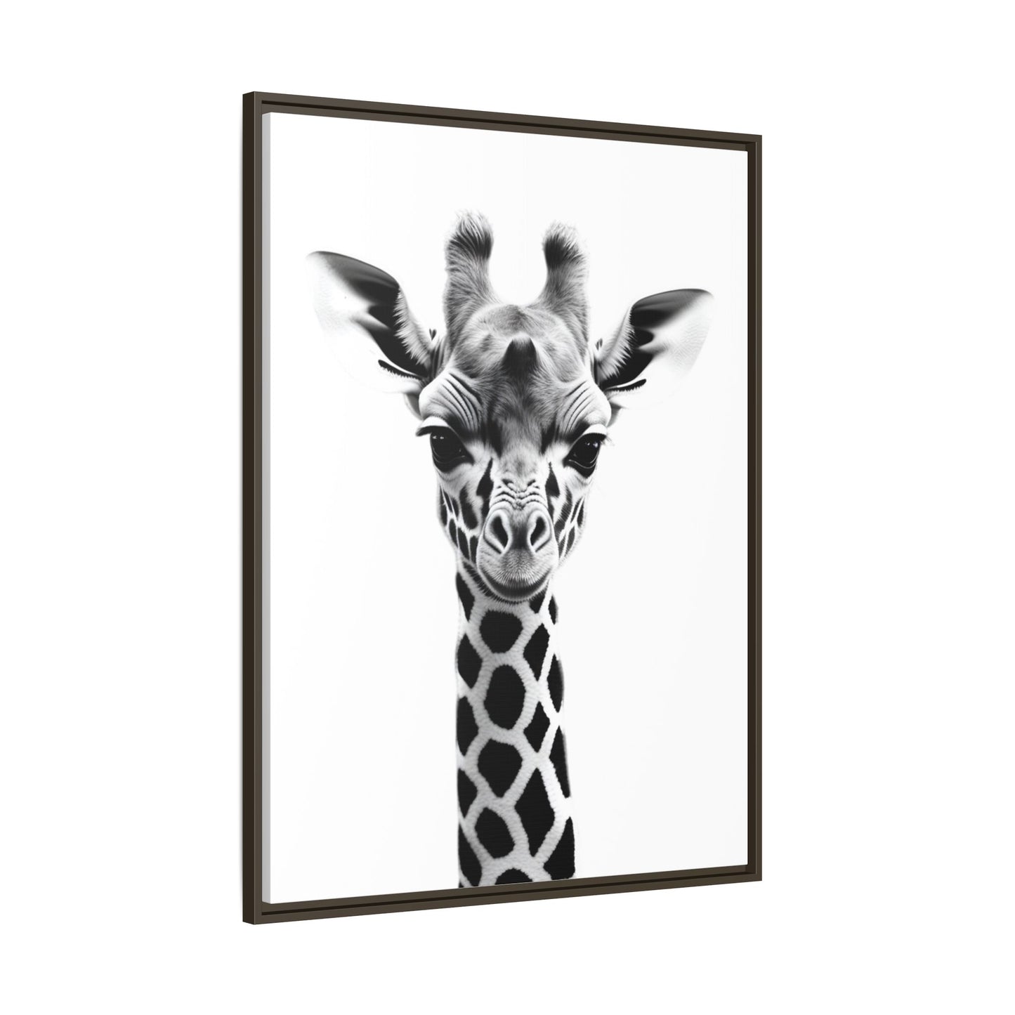 Baby Giraffe Wall Art Black & White Wildlife Photography Print, Cute Giraffe Lover Gift