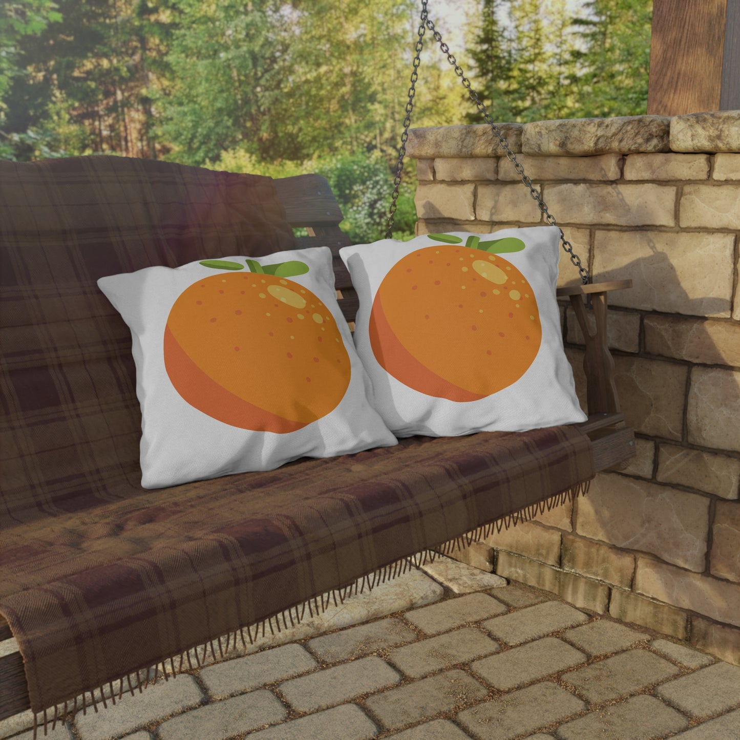 Orange Outdoor Throw Pillow | Decorative Patio Garden Cushion