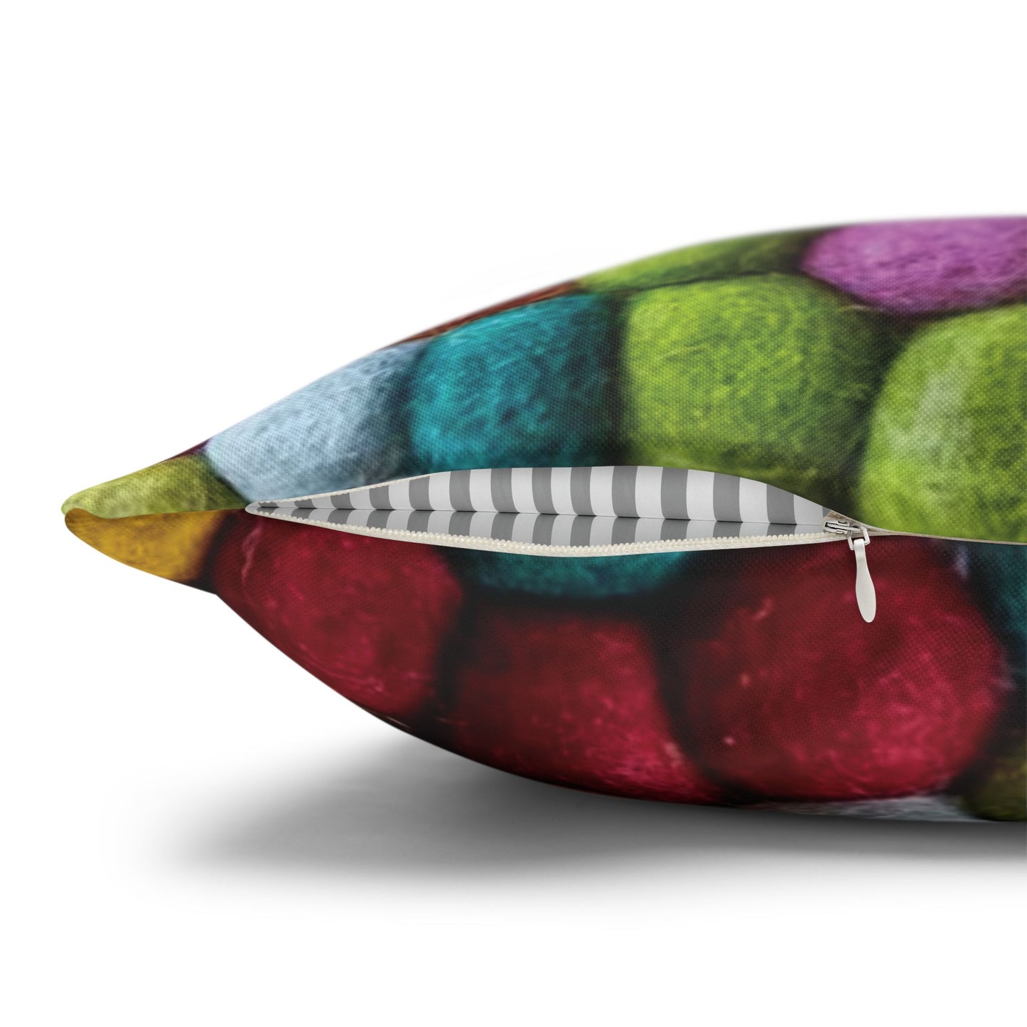 Decorative Pillowcase, Vibrant Colorful Cotton Balls Print, Square Couch Pillow Cover