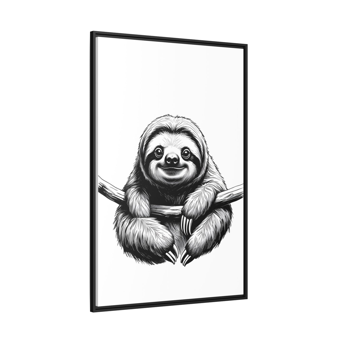 Adorable Sloth Hanging from Tree Branch Black & White Animal Wall Art, Cute Sloth Print, Jungle Theme Nursery Decor, Baby Shower Gift