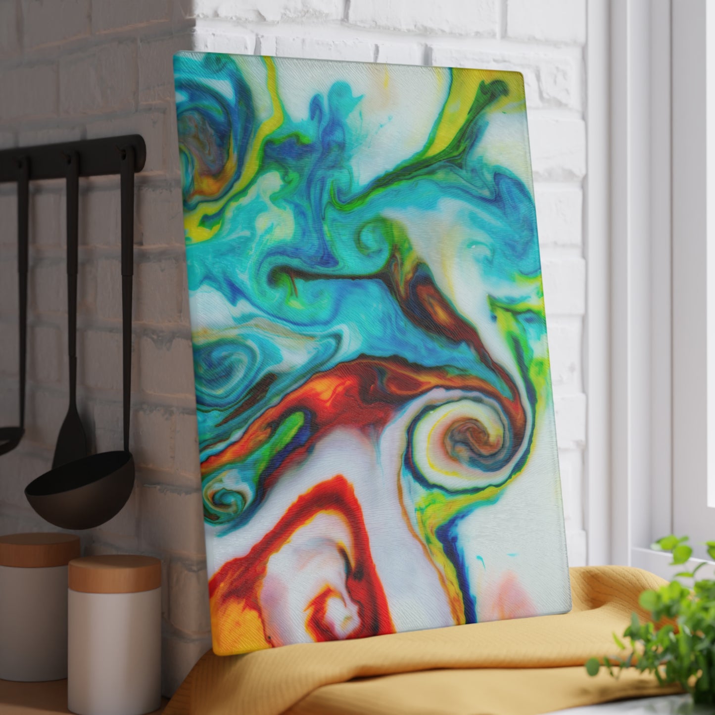 Abstract Color Swirl Cutting Board | Marbleized Pour Art