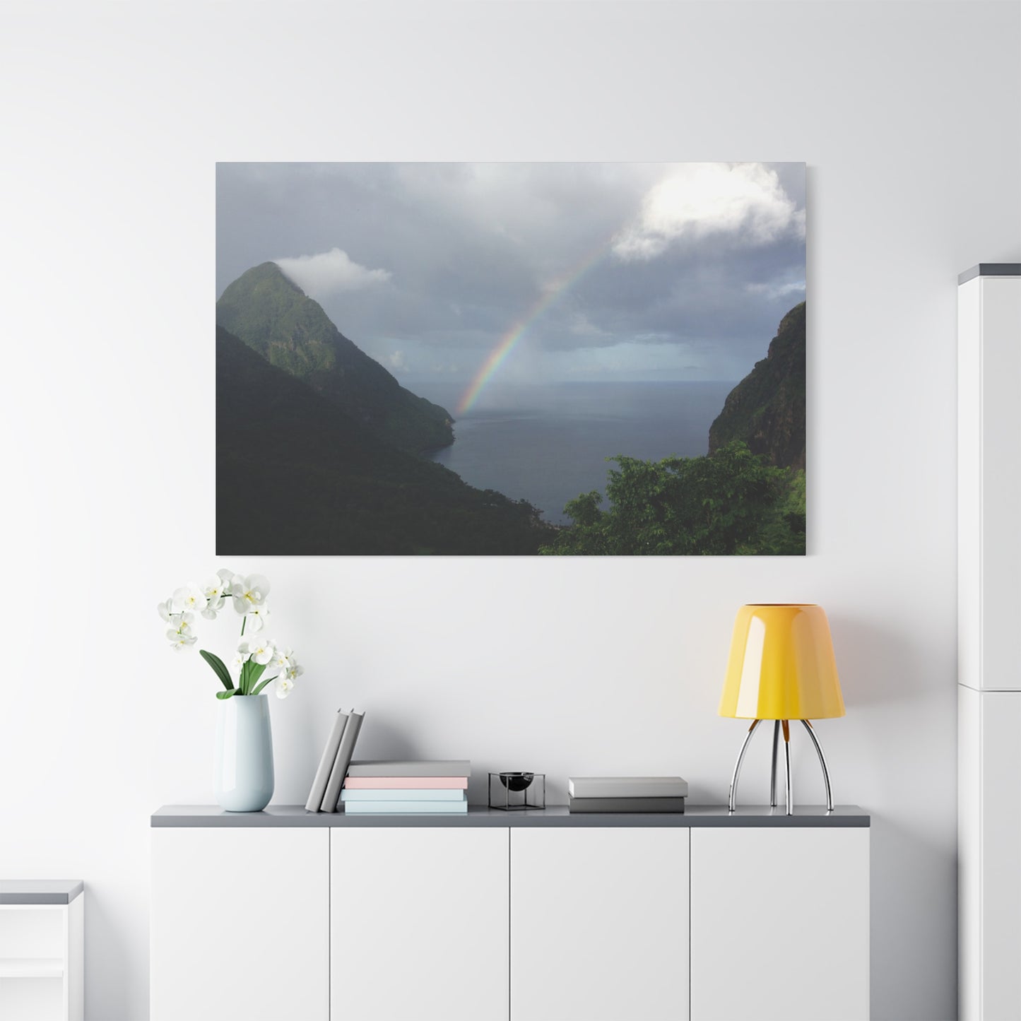 St. Lucia Pitons Rainbow Canvas Art | Caribbean Landscape Photography