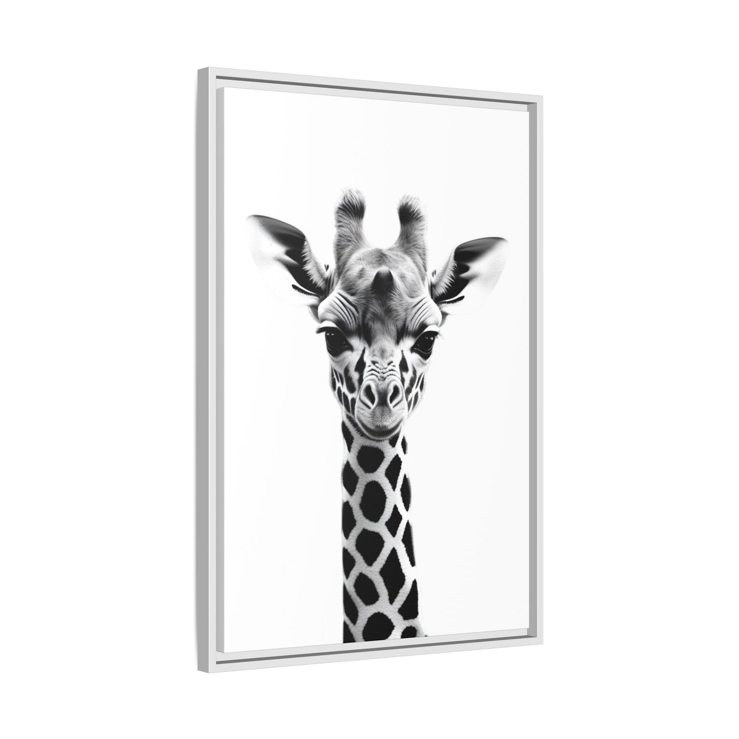 Baby Giraffe Wall Art Black & White Wildlife Photography Print, Cute Giraffe Lover Gift