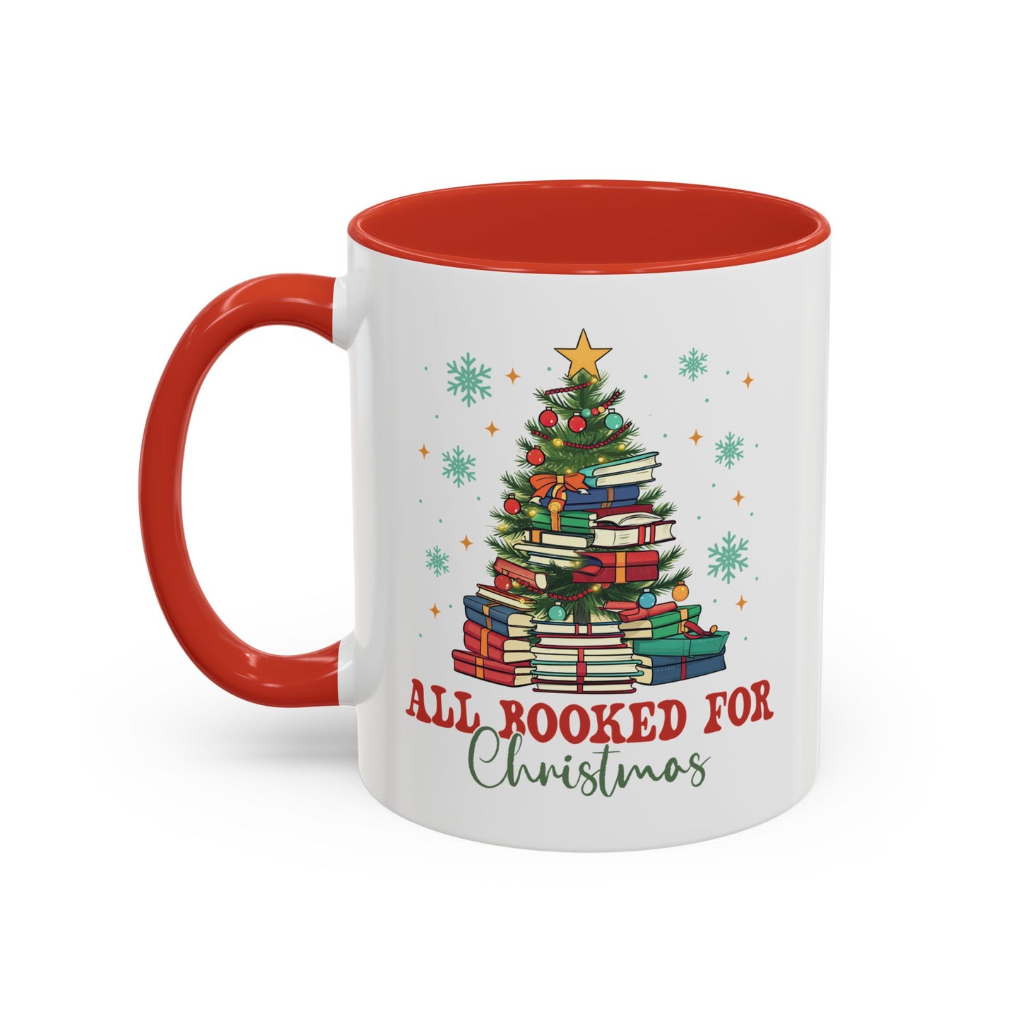 Christmas Booked Coffee Mug (11, 15oz) Holiday Book Lover Gift Festive Reading Mug Xmas Tree Teacher Gift