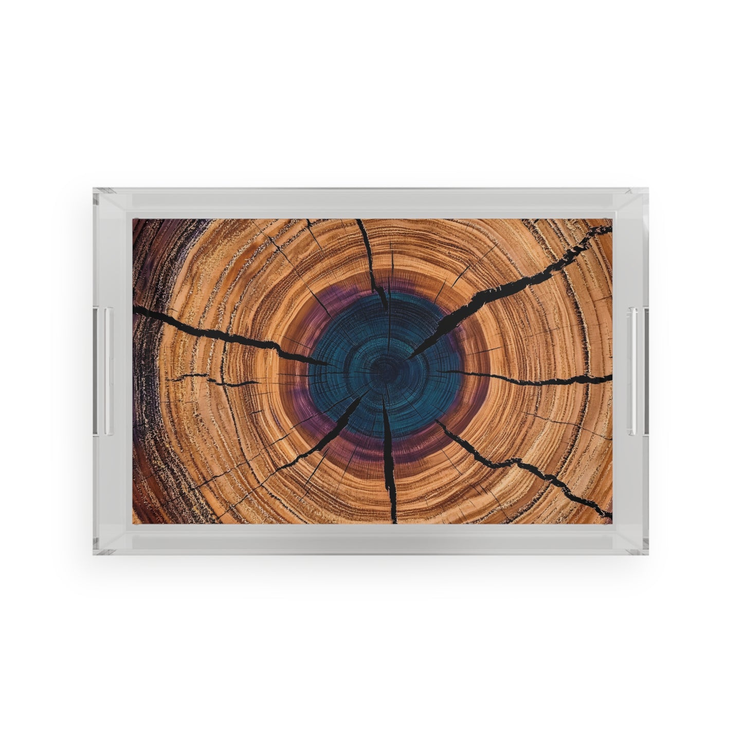 Acrylic Tray, Wood Grained Image,  Unique Rustic Decorative Tray