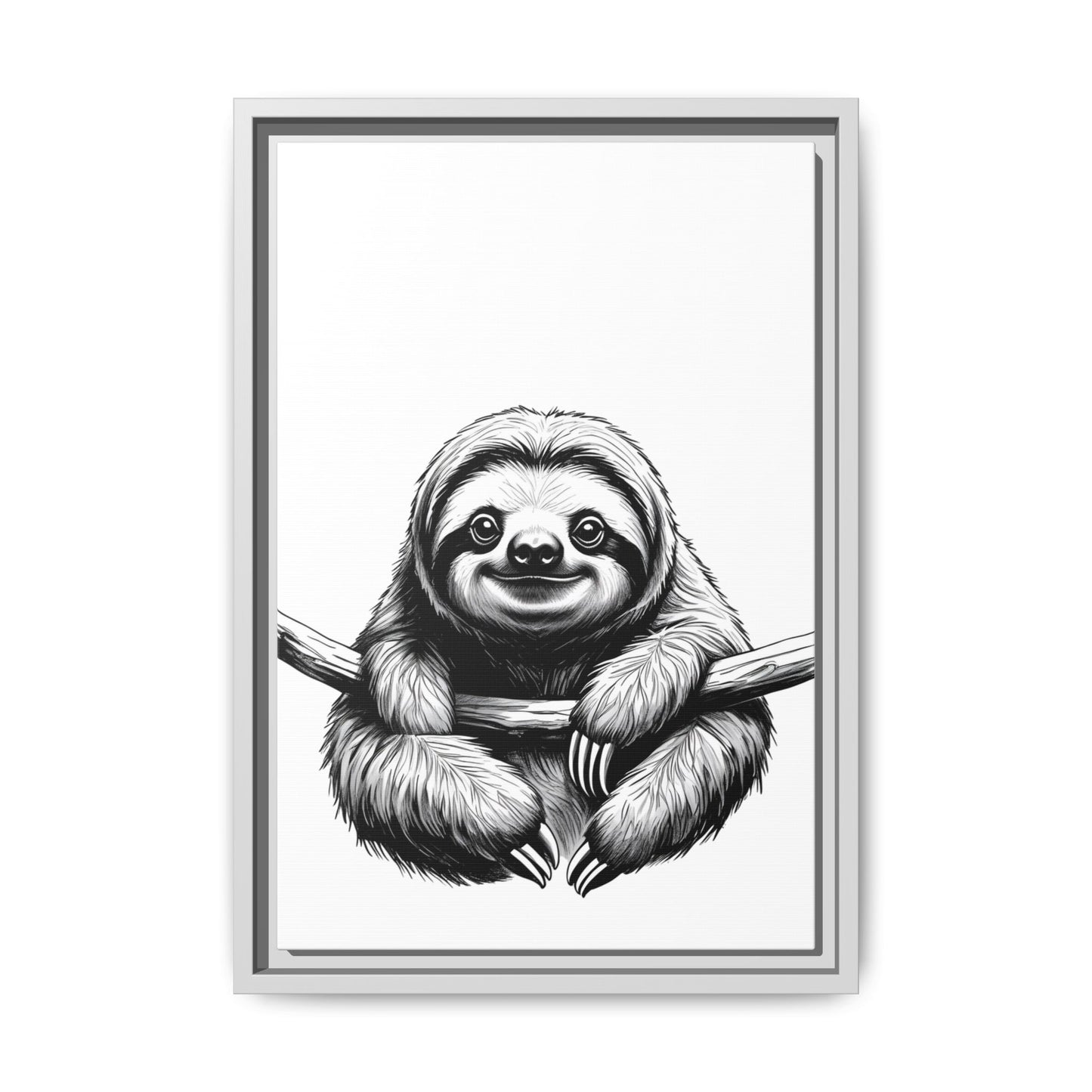 Adorable Sloth Hanging from Tree Branch Black & White Animal Wall Art, Cute Sloth Print, Jungle Theme Nursery Decor, Baby Shower Gift
