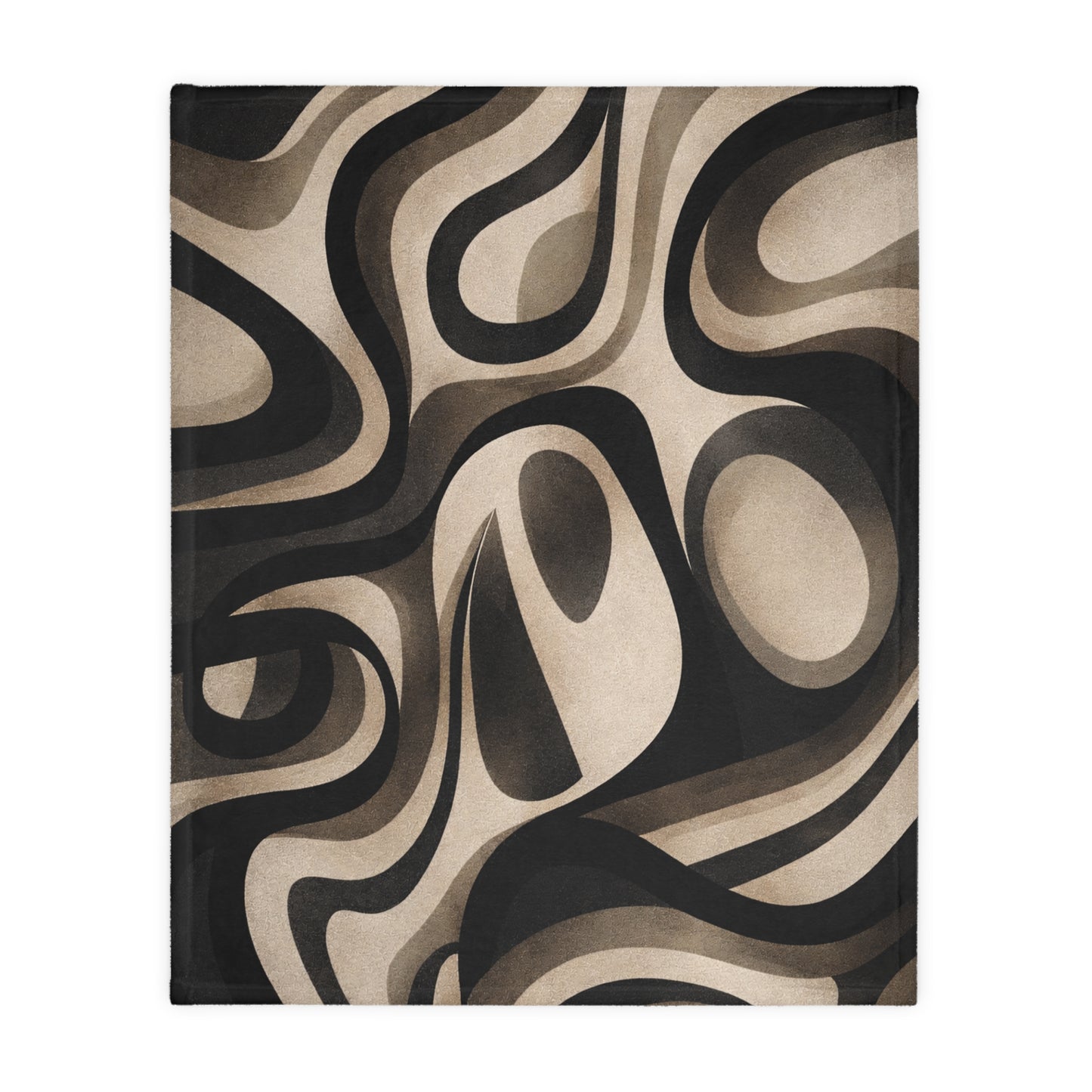 Abstract Retro Swirl Blanket – Neutral Modern Pattern Cozy Throw