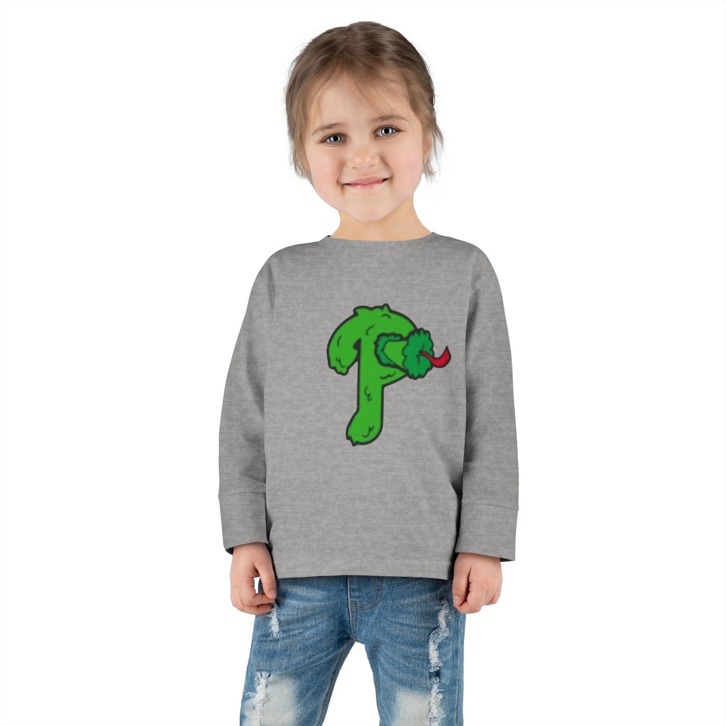 Funny Cartoon Mascot Toddler Long Sleeve Tee | Baseball Fan T-Shirt