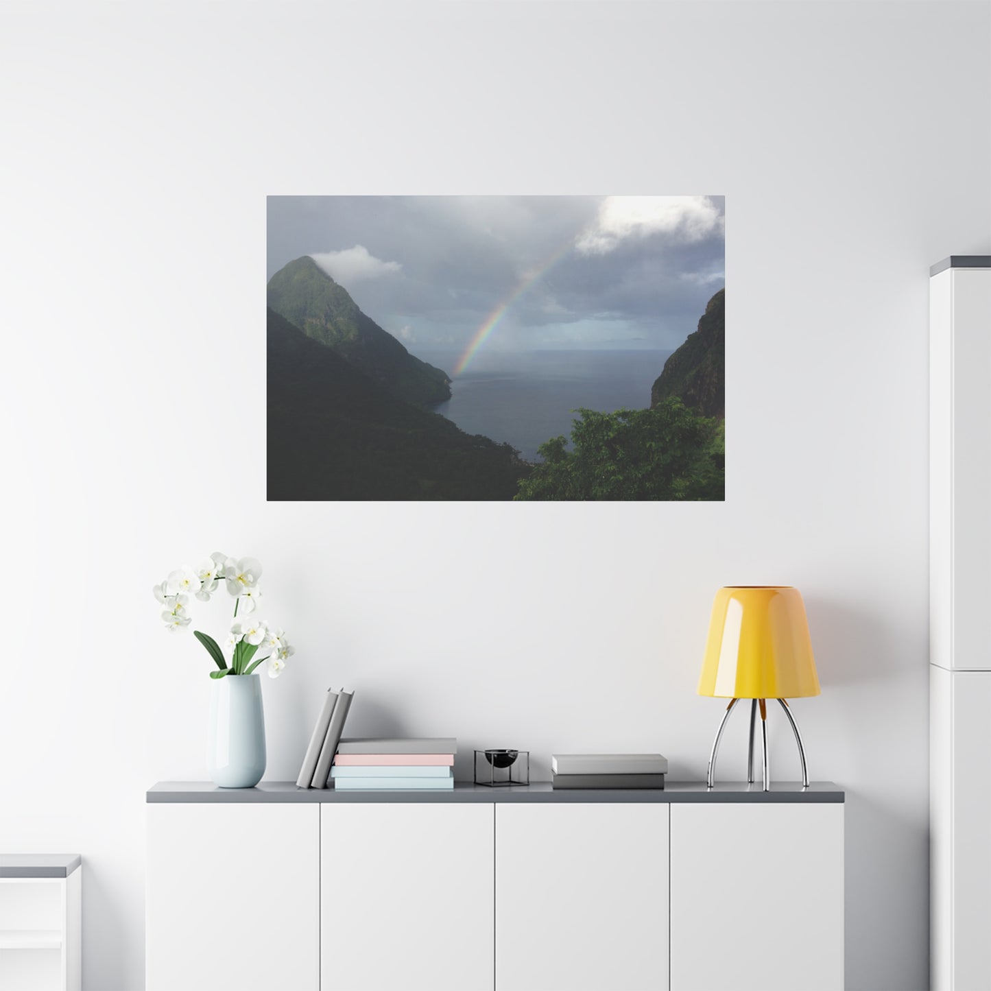 St. Lucia Pitons Rainbow Canvas Art | Caribbean Landscape Photography