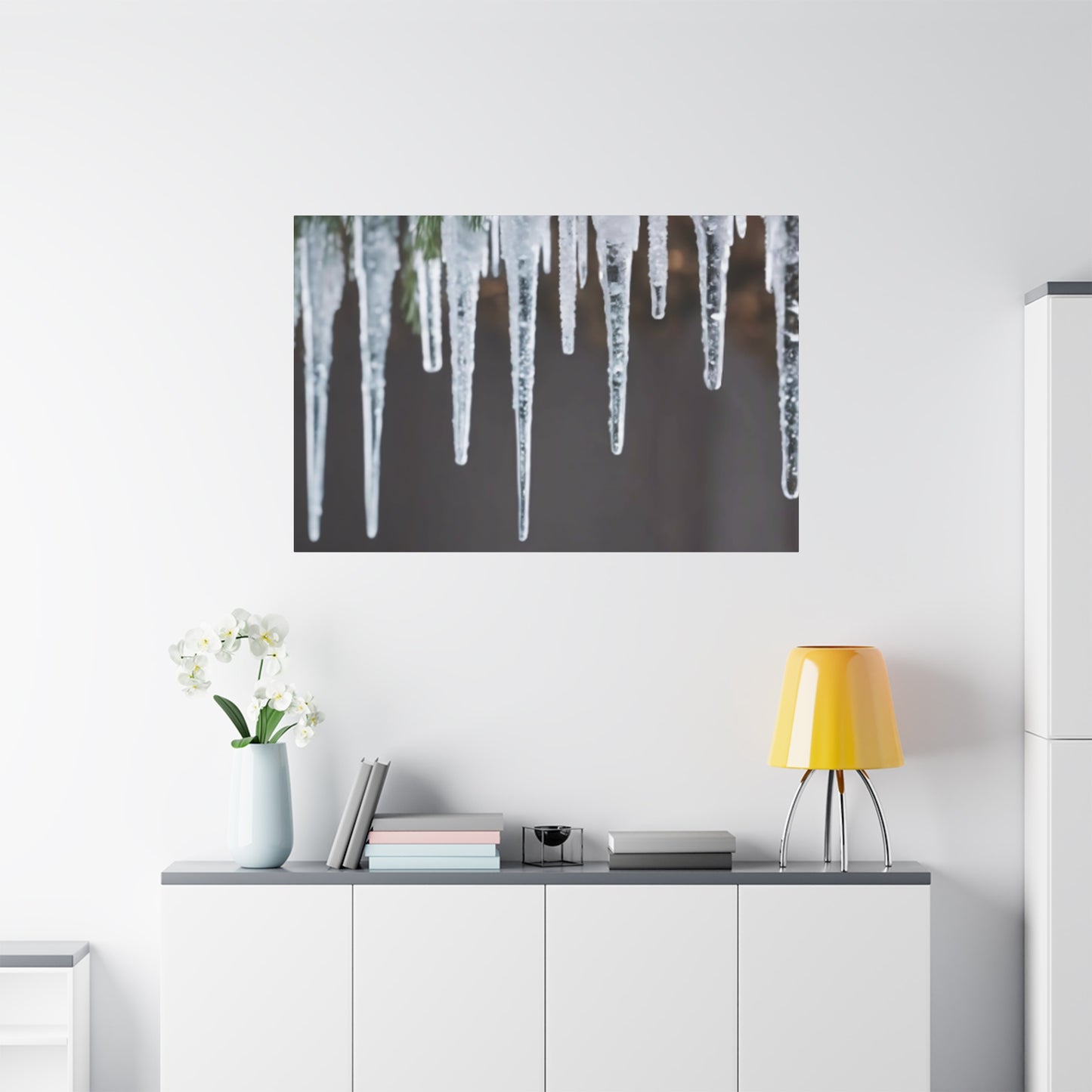 Icicles on Pine Branch Christmas Wall Art | Winter Mantle Decor