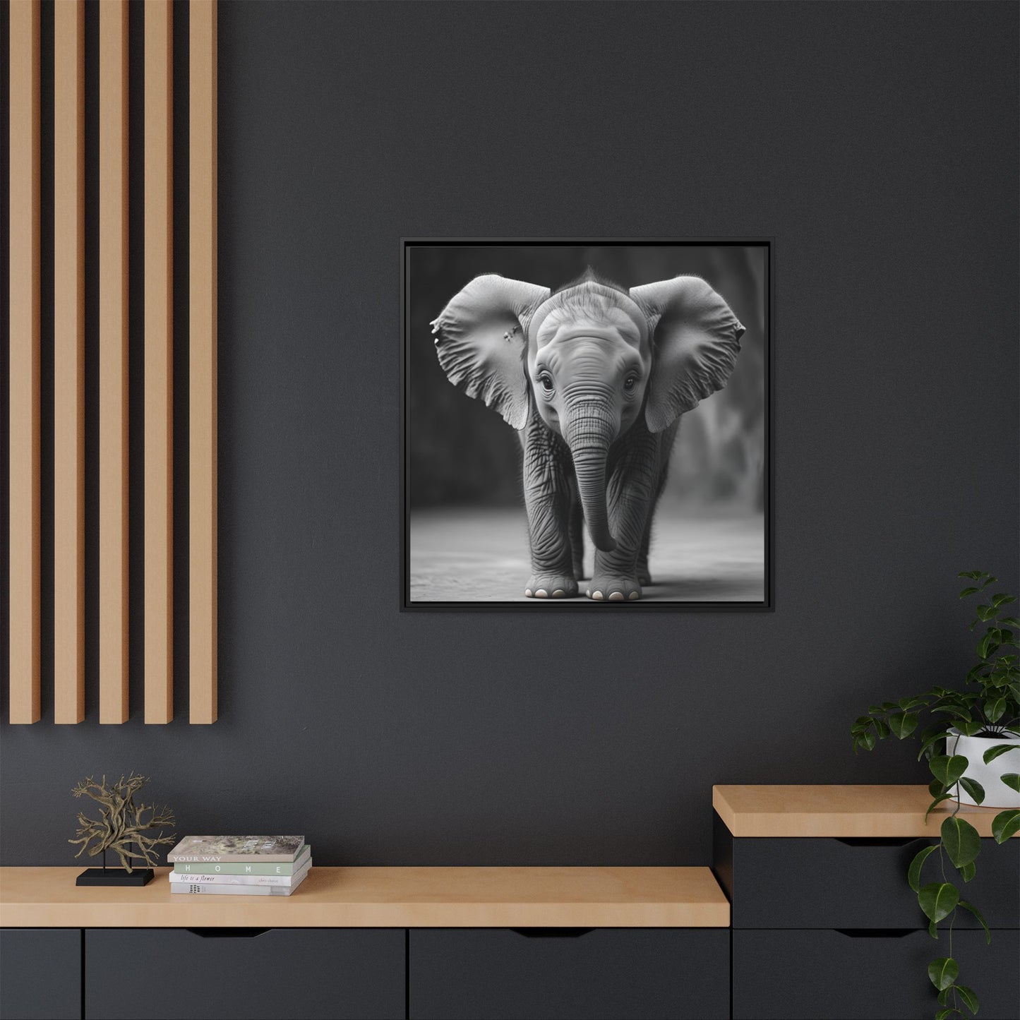 Adorable Baby Elephant Wall Art Black & White Wildlife Photography Print, Cute Safari Animal Home Decor, Elephant Lover Gift