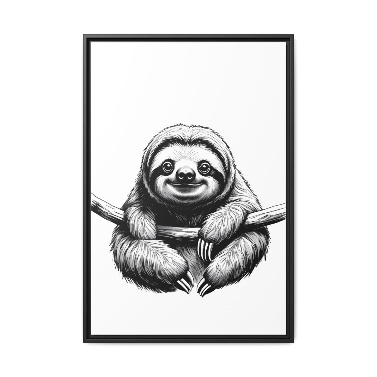 Adorable Sloth Hanging from Tree Branch Black & White Animal Wall Art, Cute Sloth Print, Jungle Theme Nursery Decor, Baby Shower Gift