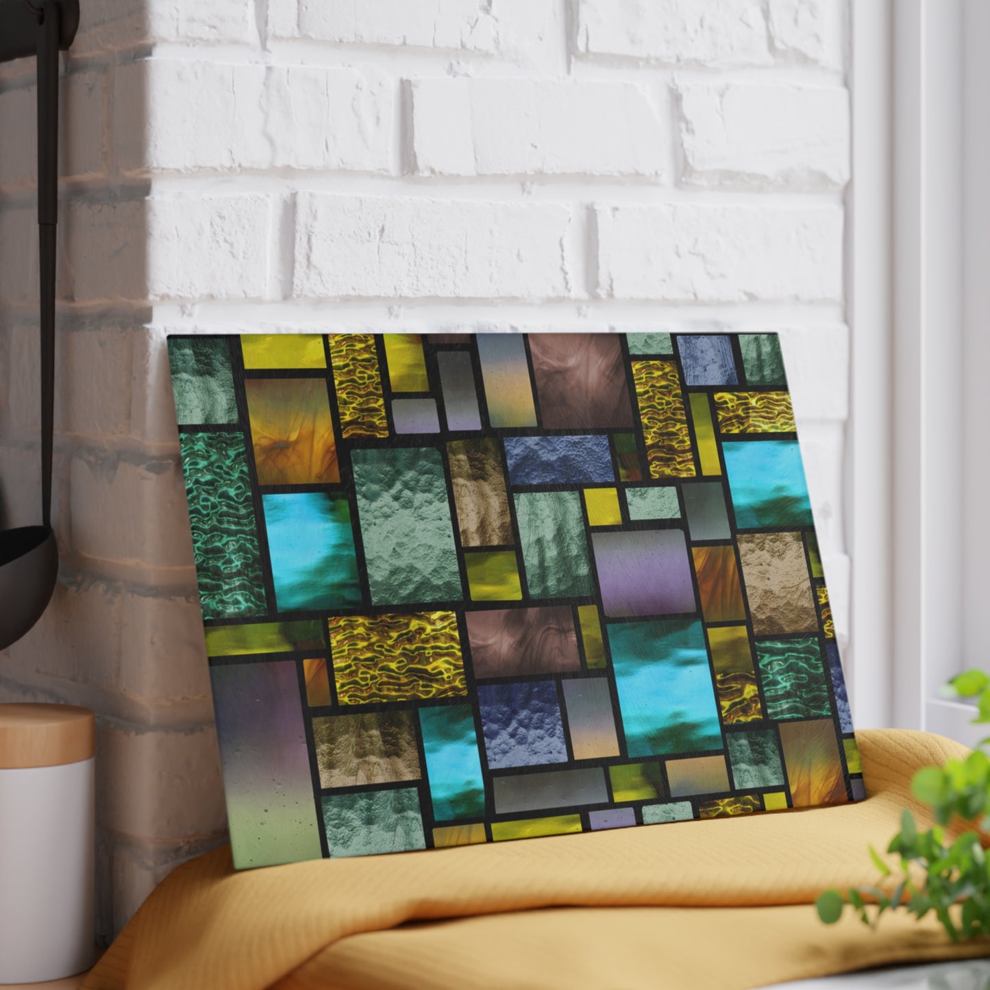 Stained Glass Mosaic Glass Cutting Board | Colorful Kitchen Decor