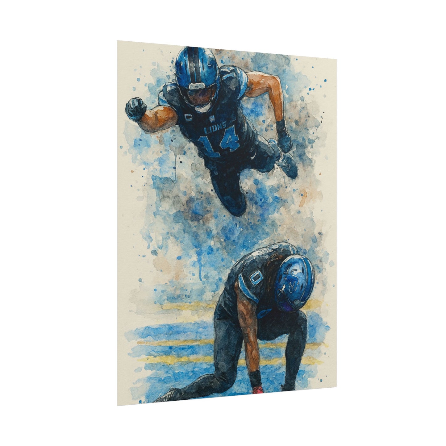 Watercolor Football Poster | Dynamic Sports Wall Art | NFL Player Celebration Print | Man Cave Decor | Football Gift for Fans