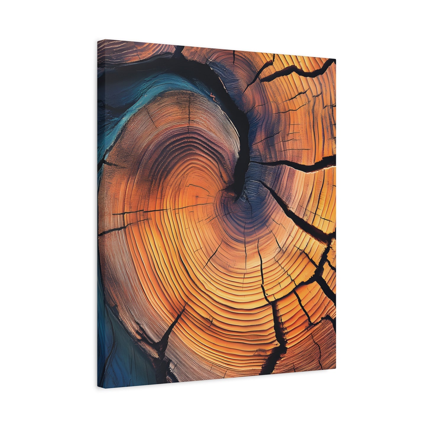 Colorful Wood Ring Canvas Wall Art, Abstract Tree Slice Print, Modern Rustic Decor, Vibrant Tree Rings Art on Canvas, Earthy Boho Wall Print