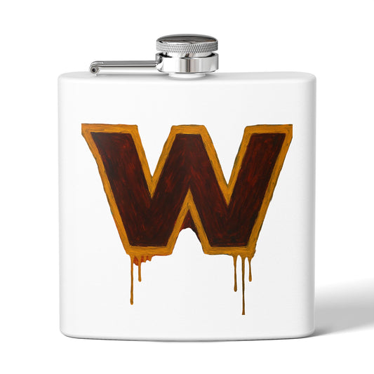 Washington Football Inspired Flask, Grunge W Hip Flask, Burgundy Gold Fan Flask, DC Football Game Day Gift, Stainless Steel Flask, 6oz