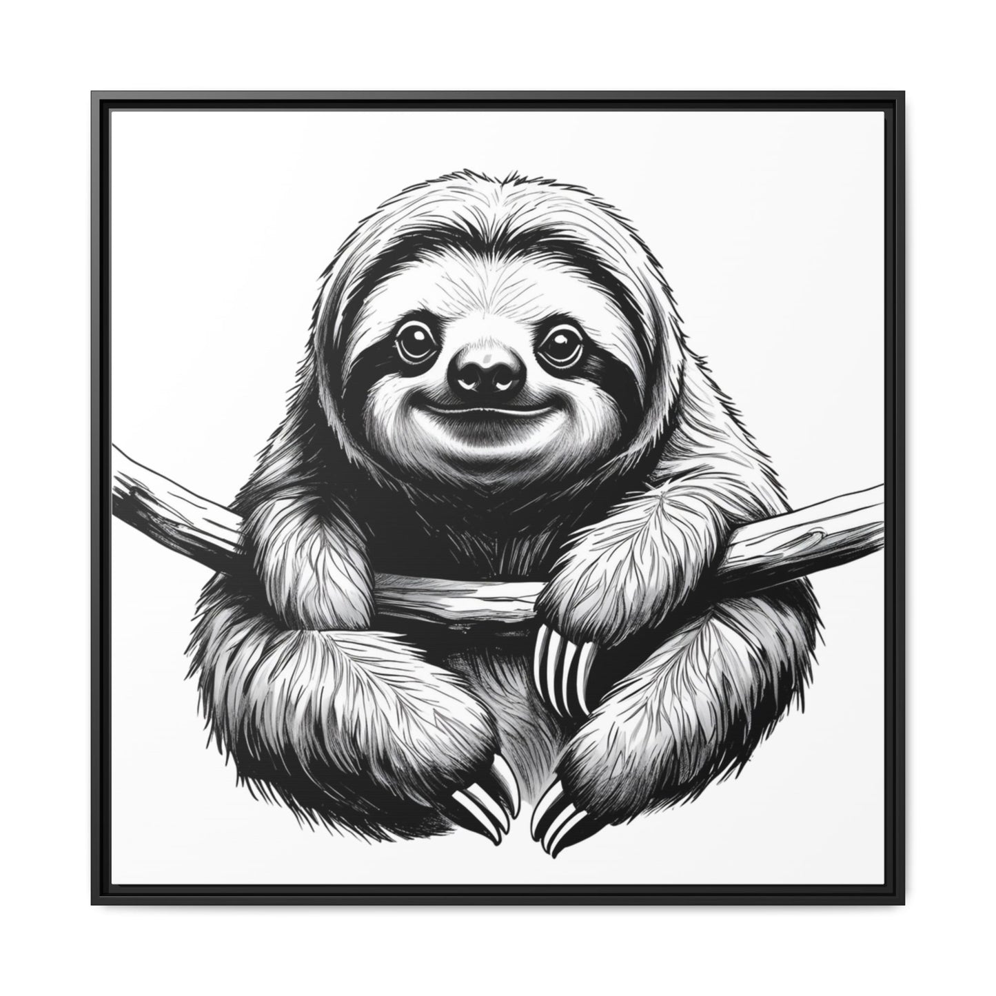 Adorable Sloth Hanging from Tree Branch Black & White Animal Wall Art, Cute Sloth Print, Jungle Theme Nursery Decor, Baby Shower Gift