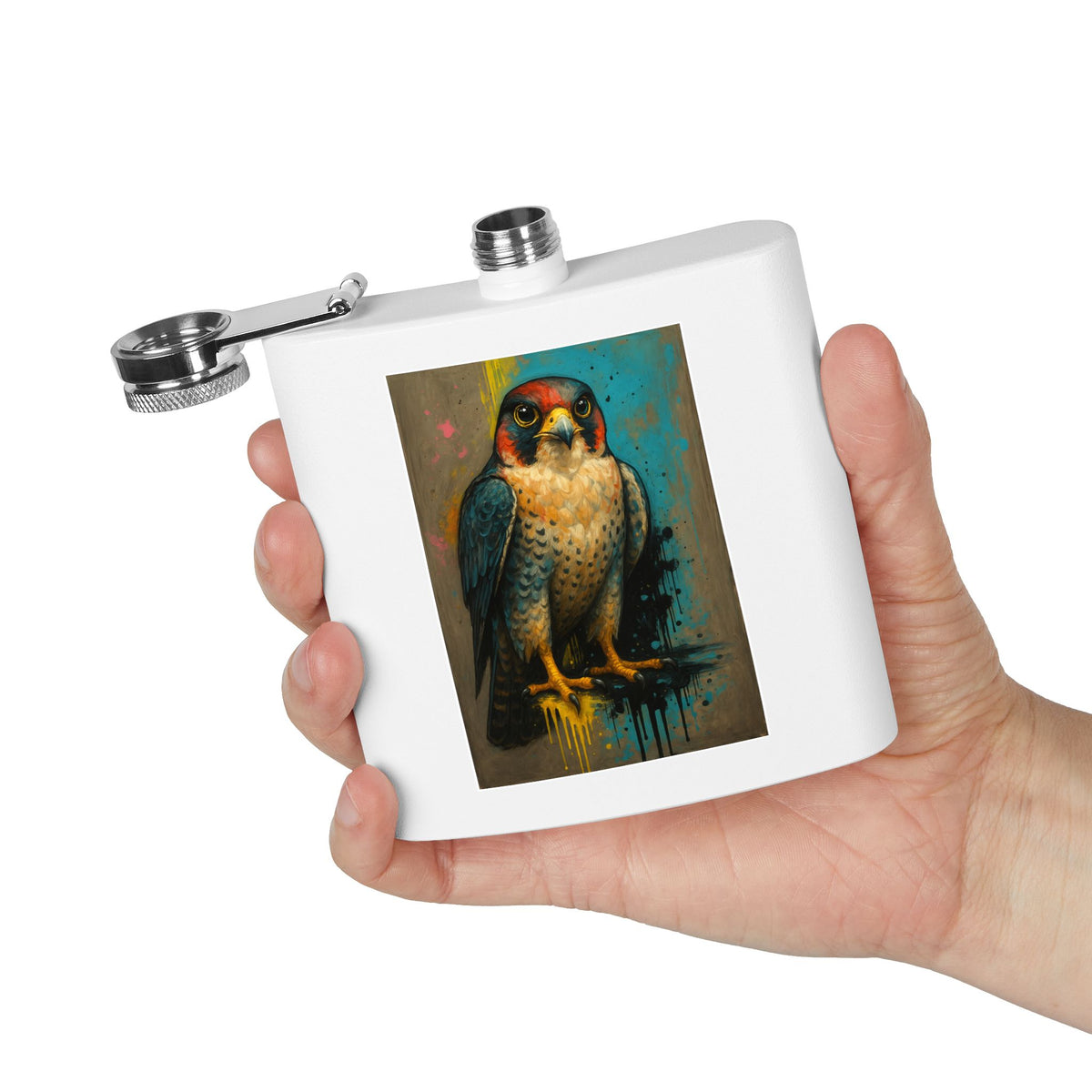 Falcon Flask | 6oz Stainless Steel Hip Flask | Falcon Bird Art | Game Day Pocket Flask | Gift for Football Fans