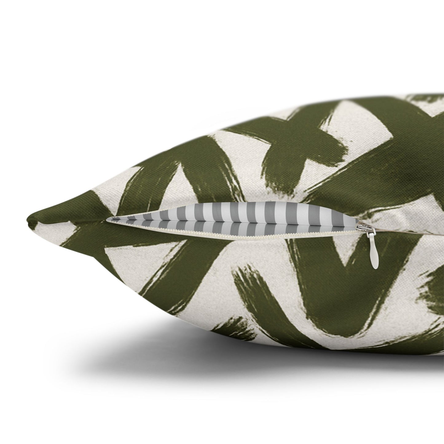 Throw Pillow Cover, Green Graffiti Brush Strokes Square Pillowcase Cover
