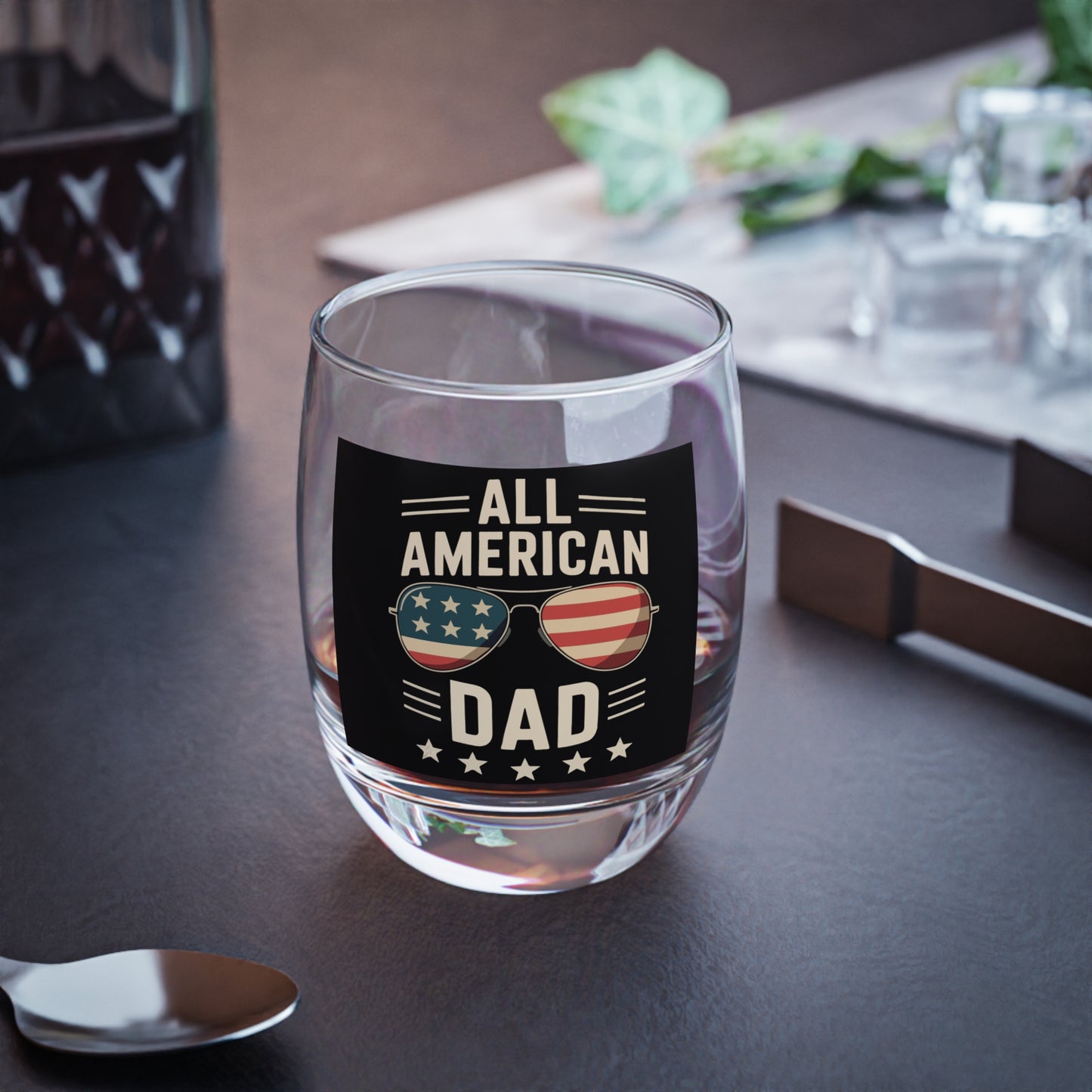 All American Dad Whiskey Glass – Patriotic Rocks Glass Gift for Father’s Day