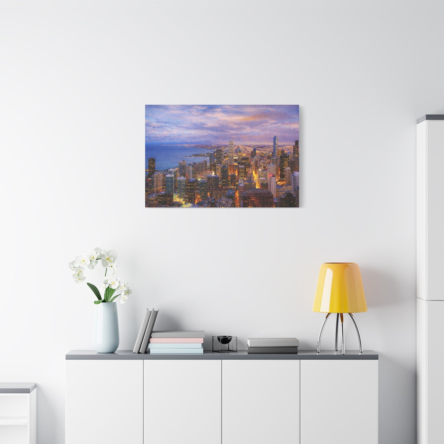Chicago Skyline Canvas Wall Art – Sunset Cityscape Print, Downtown Chicago Decor, Urban Skyline Wall Decor