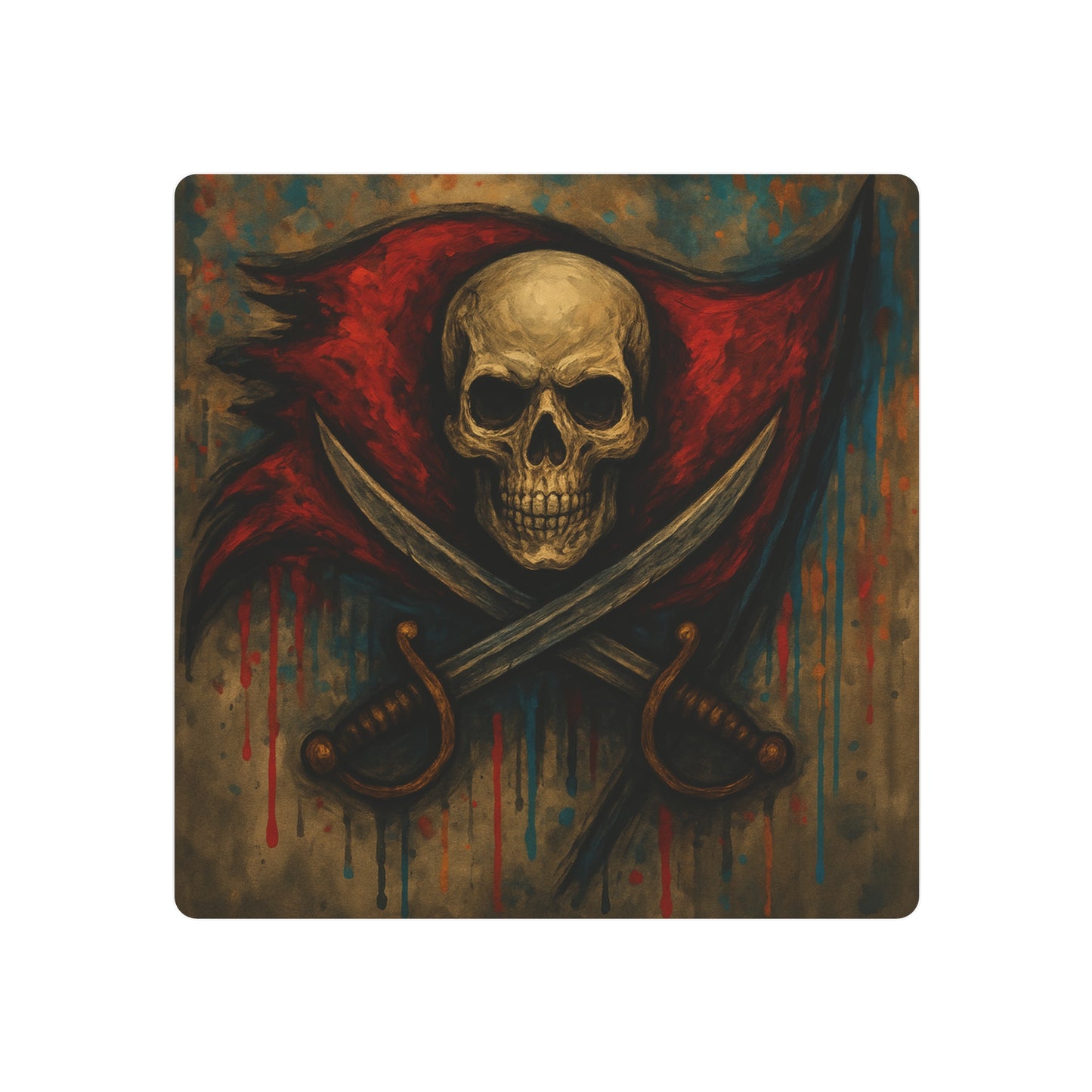 Skull and Crossed Swords Metal Art Sign | Pirate Skull Wall Decor