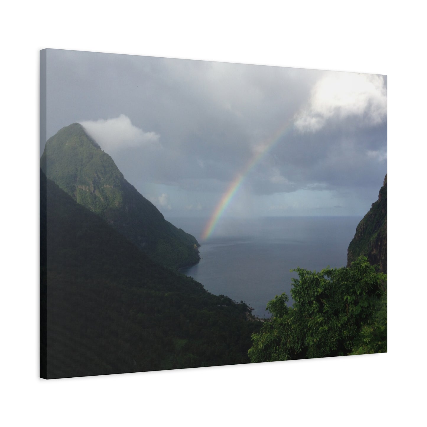 St. Lucia Pitons Rainbow Canvas Art | Caribbean Landscape Photography