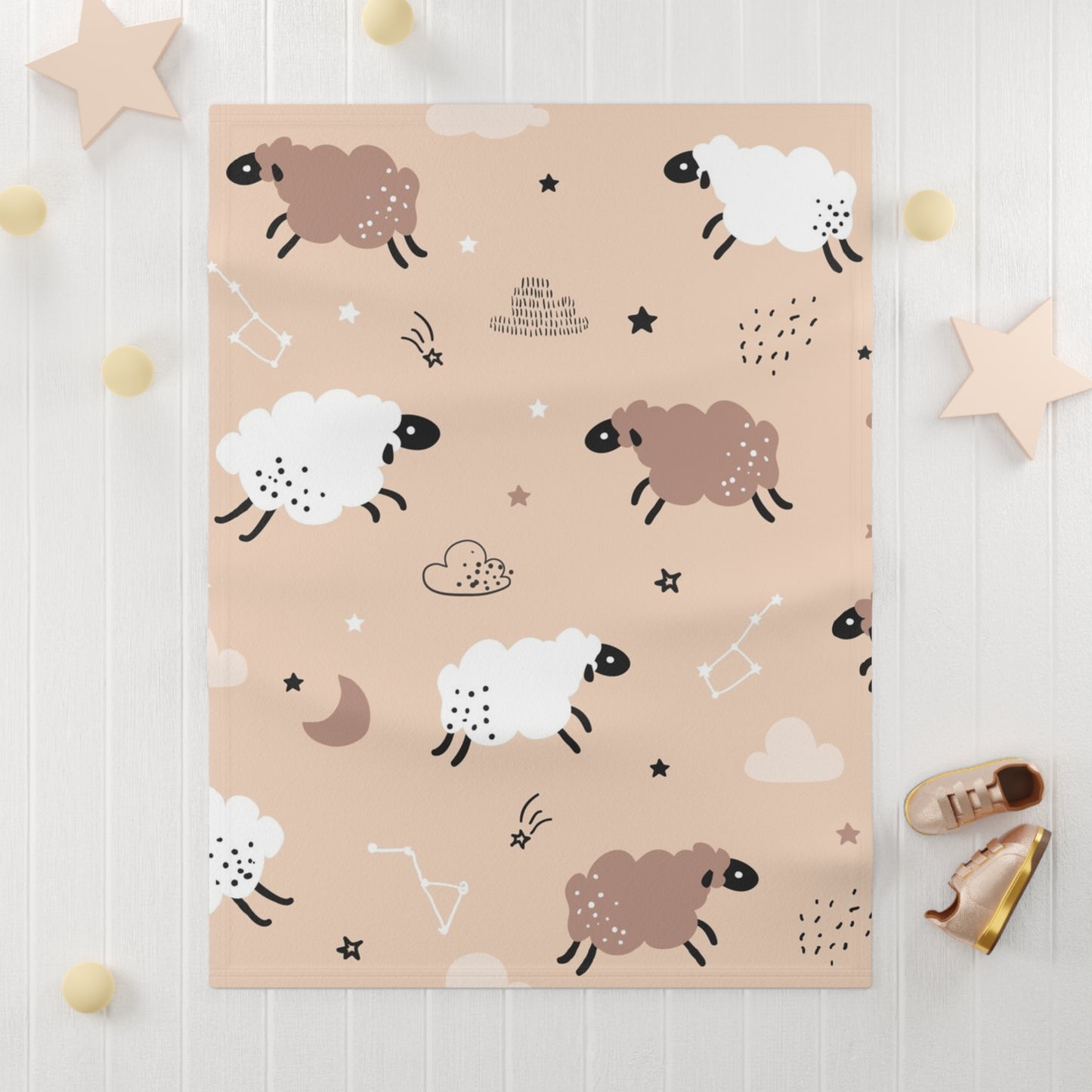 Sheep Baby Fleece Blanket | Soft Nursery Decor | Gender Neutral Baby Shower Gift | Toddler Blankie