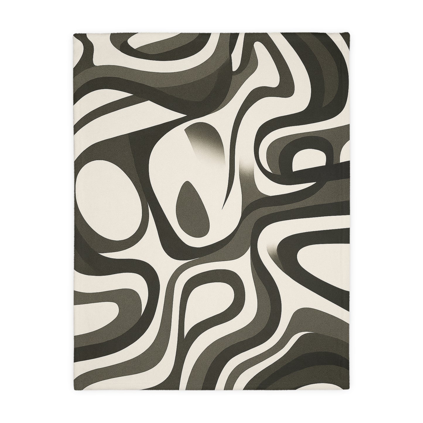 Abstract Retro Swirl Velveteen Throw Blanket | Neutral Modern Sofa Decor