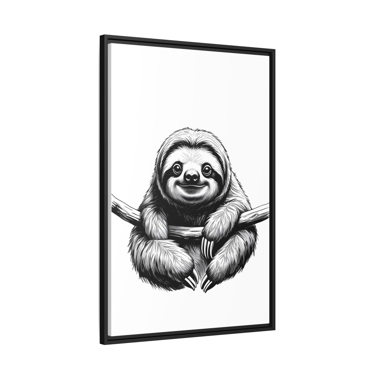 Adorable Sloth Hanging from Tree Branch Black & White Animal Wall Art, Cute Sloth Print, Jungle Theme Nursery Decor, Baby Shower Gift