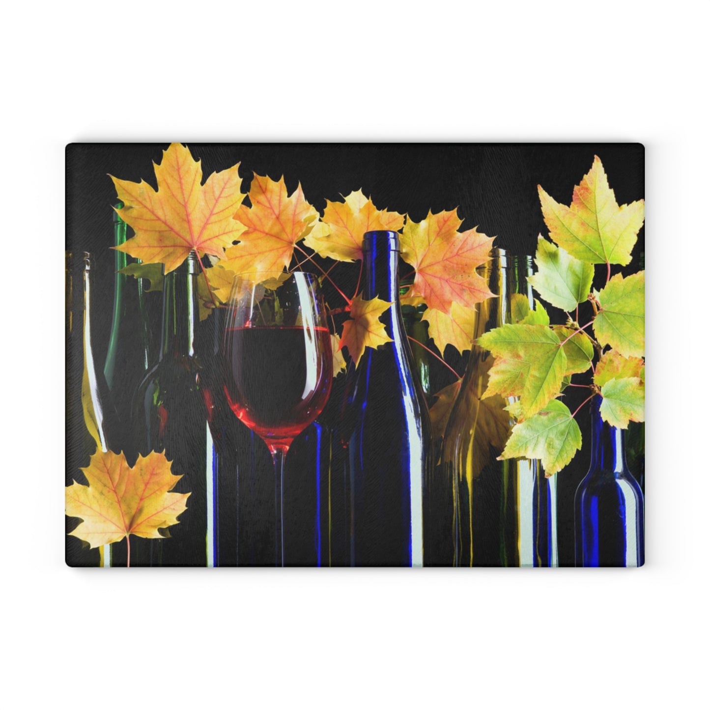 Autumn Wine Glass Cutting Board | Elegant Fall Kitchen Decor