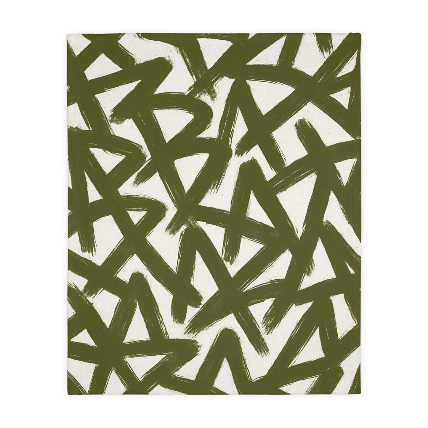 Olive Brushstroke Star Pattern Blanket | Abstract Graffiti Throw
