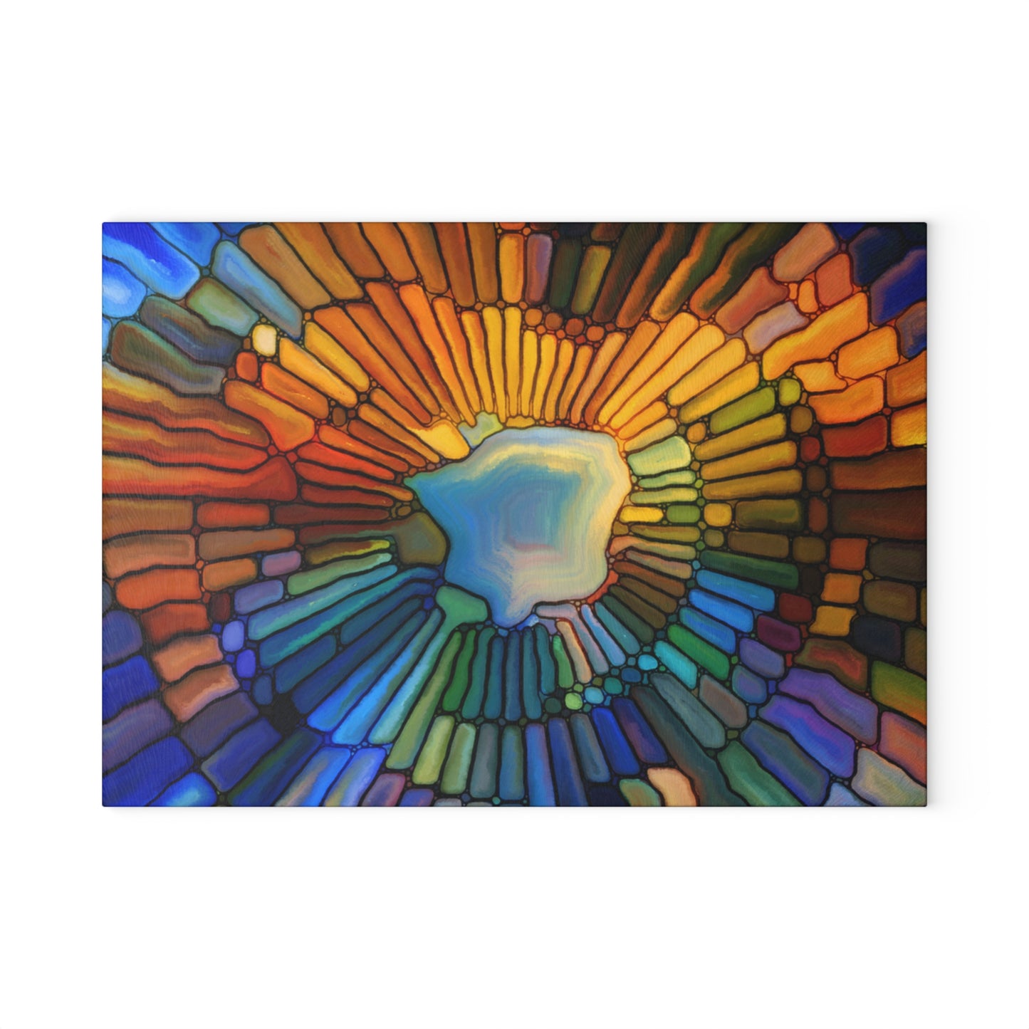 Stained Glass Sunburst Glass Cutting Board | Colorful Mosaic Kitchen Board