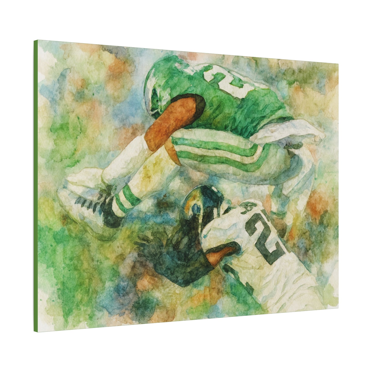 Saquon Barkley Backwards Hurdle Watercolor Canvas | Philadelphia Eagles Football Wall Art Print on 1.25"  Canvas | Game Day Fan Cave Gift