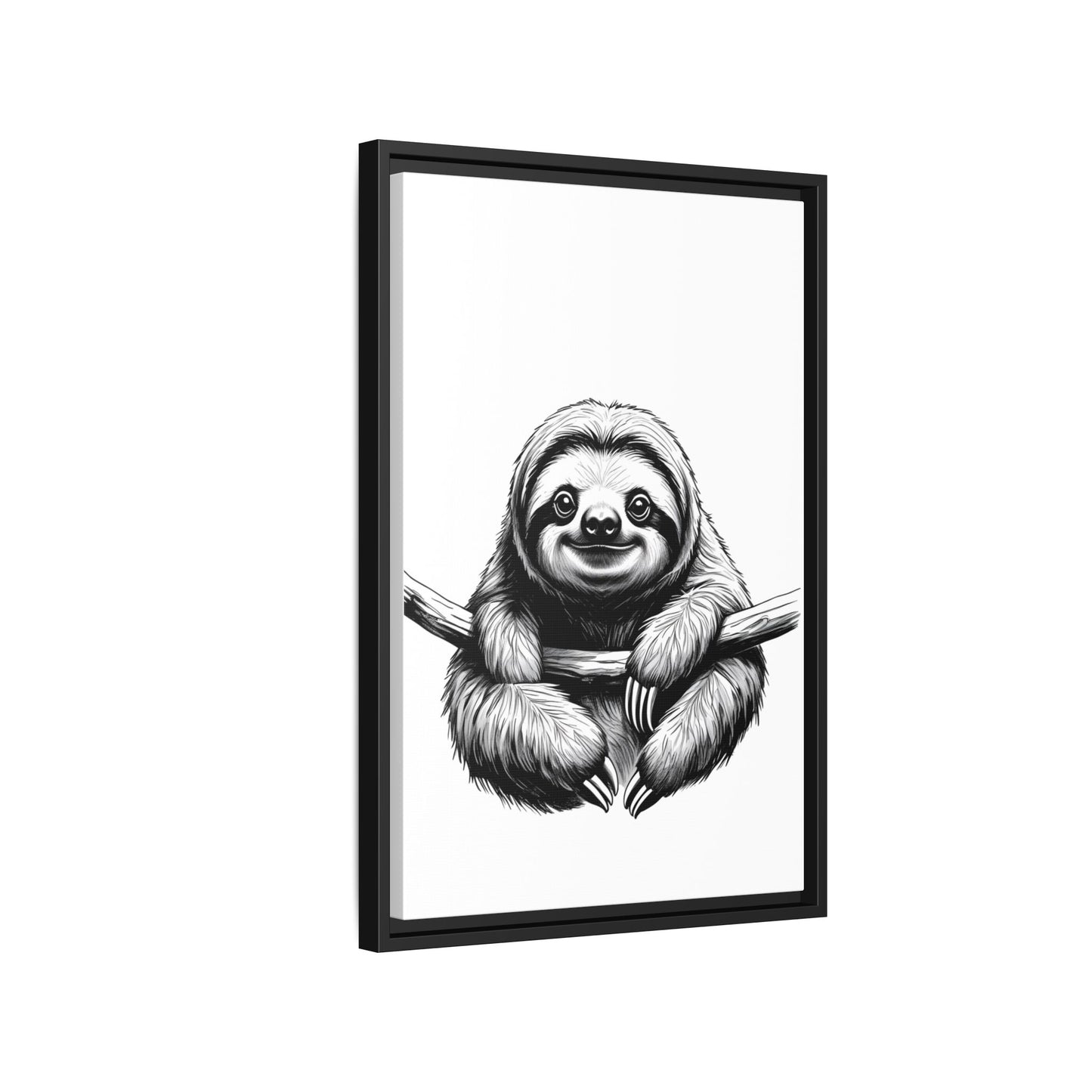 Adorable Sloth Hanging from Tree Branch Black & White Animal Wall Art, Cute Sloth Print, Jungle Theme Nursery Decor, Baby Shower Gift