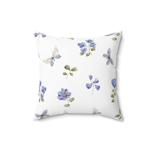 Butterfly Garden Square Pillow Home Decor | Floral Accent Throw Cushion