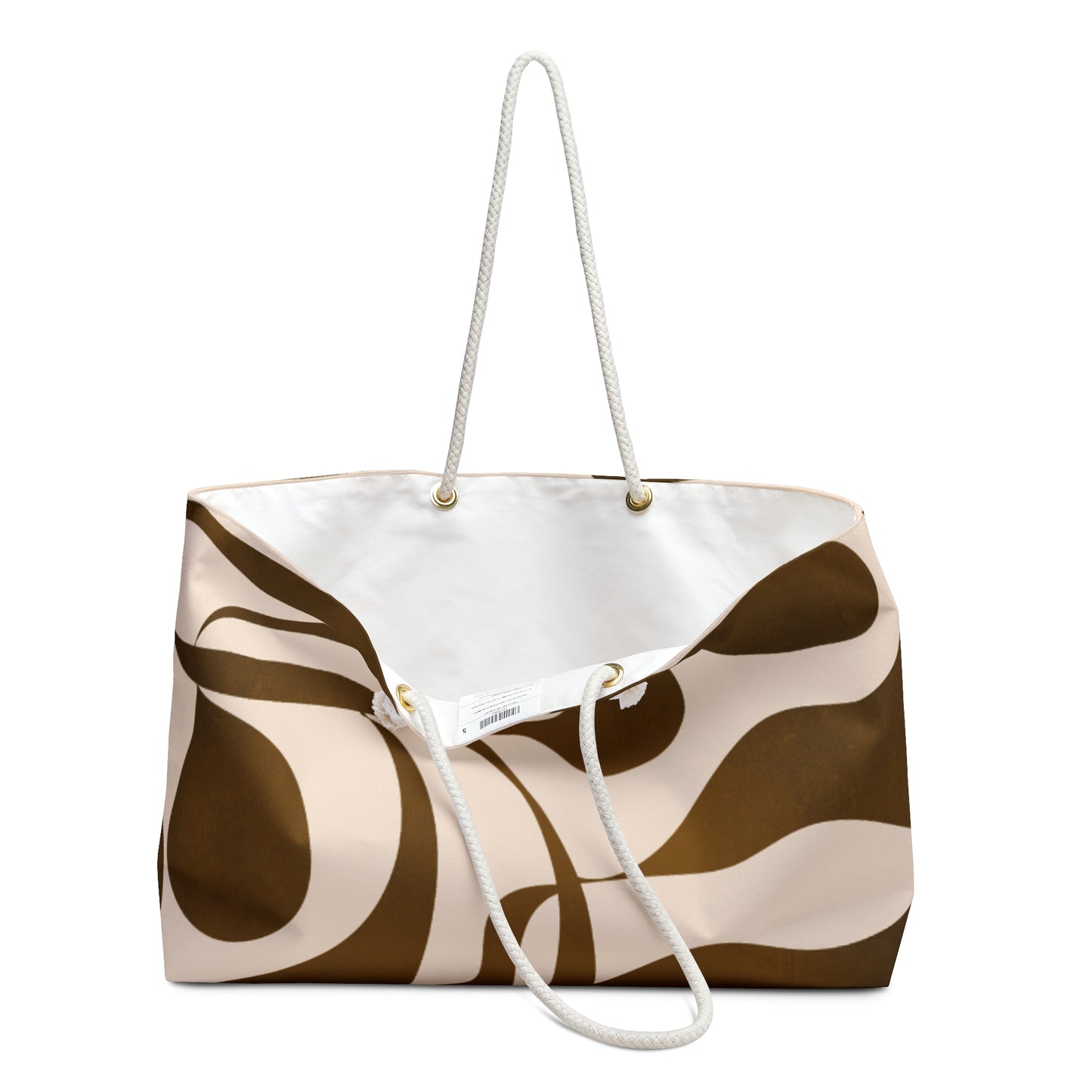 Tote bag with brown abstract pattern on a white background
