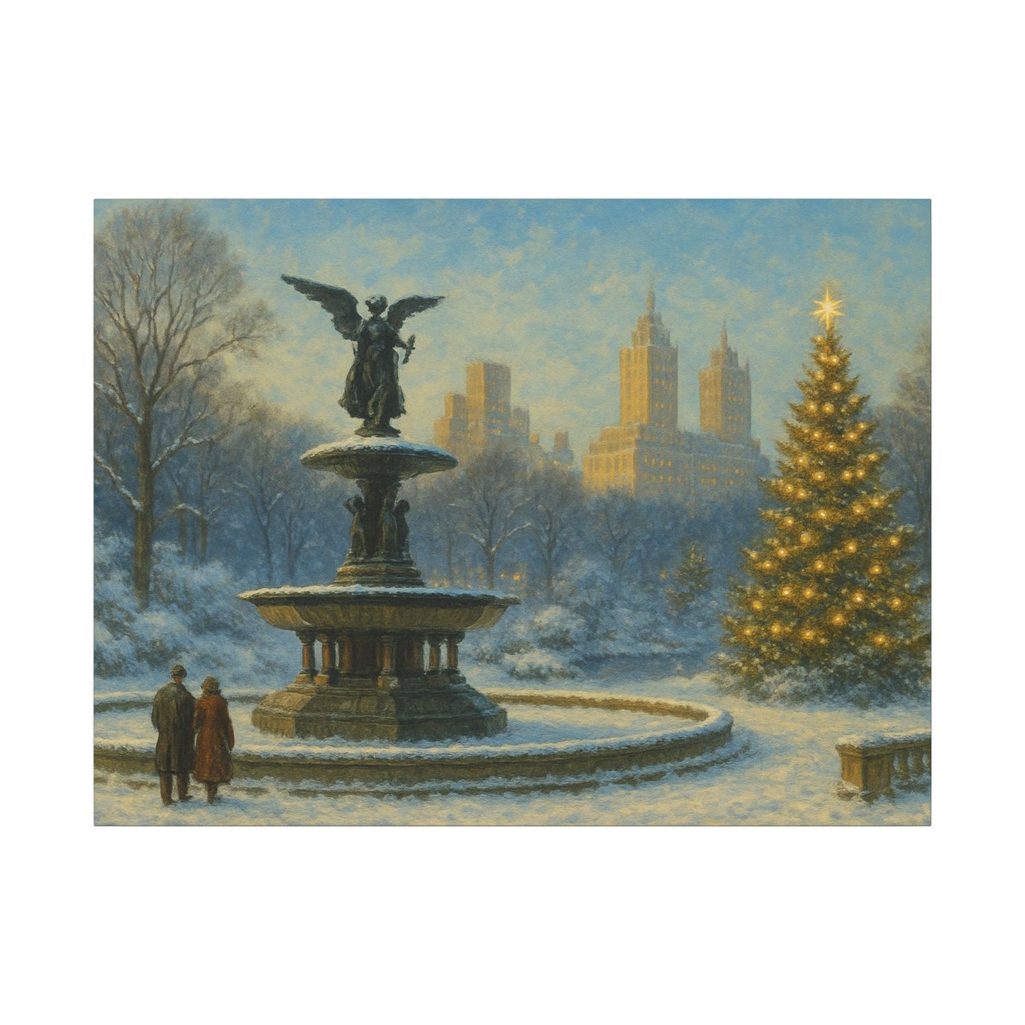 Vintage Christmas's Canvas, Bethesda Terrace Christmas Canvas Print, Central Park NYC  Art