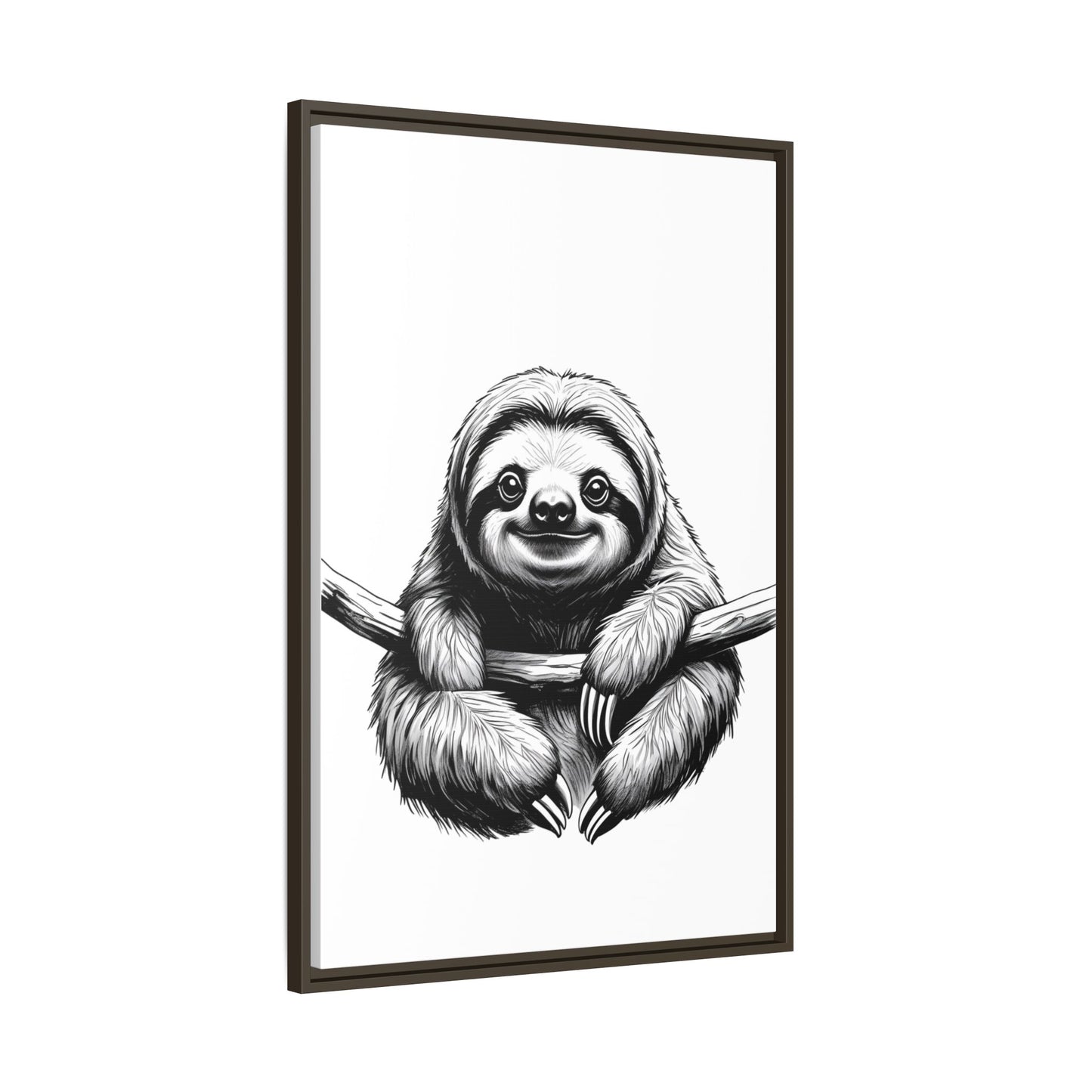 Adorable Sloth Hanging from Tree Branch Black & White Animal Wall Art, Cute Sloth Print, Jungle Theme Nursery Decor, Baby Shower Gift