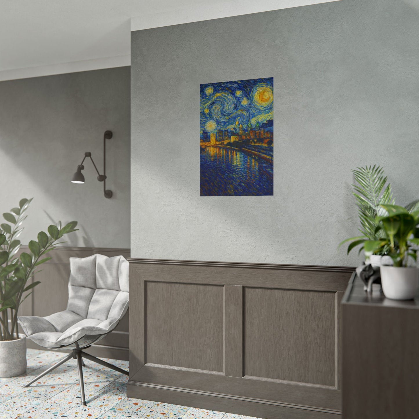 Philadelphia Starry Night City Skyline Rolled Poster | Van Gogh Style Print
