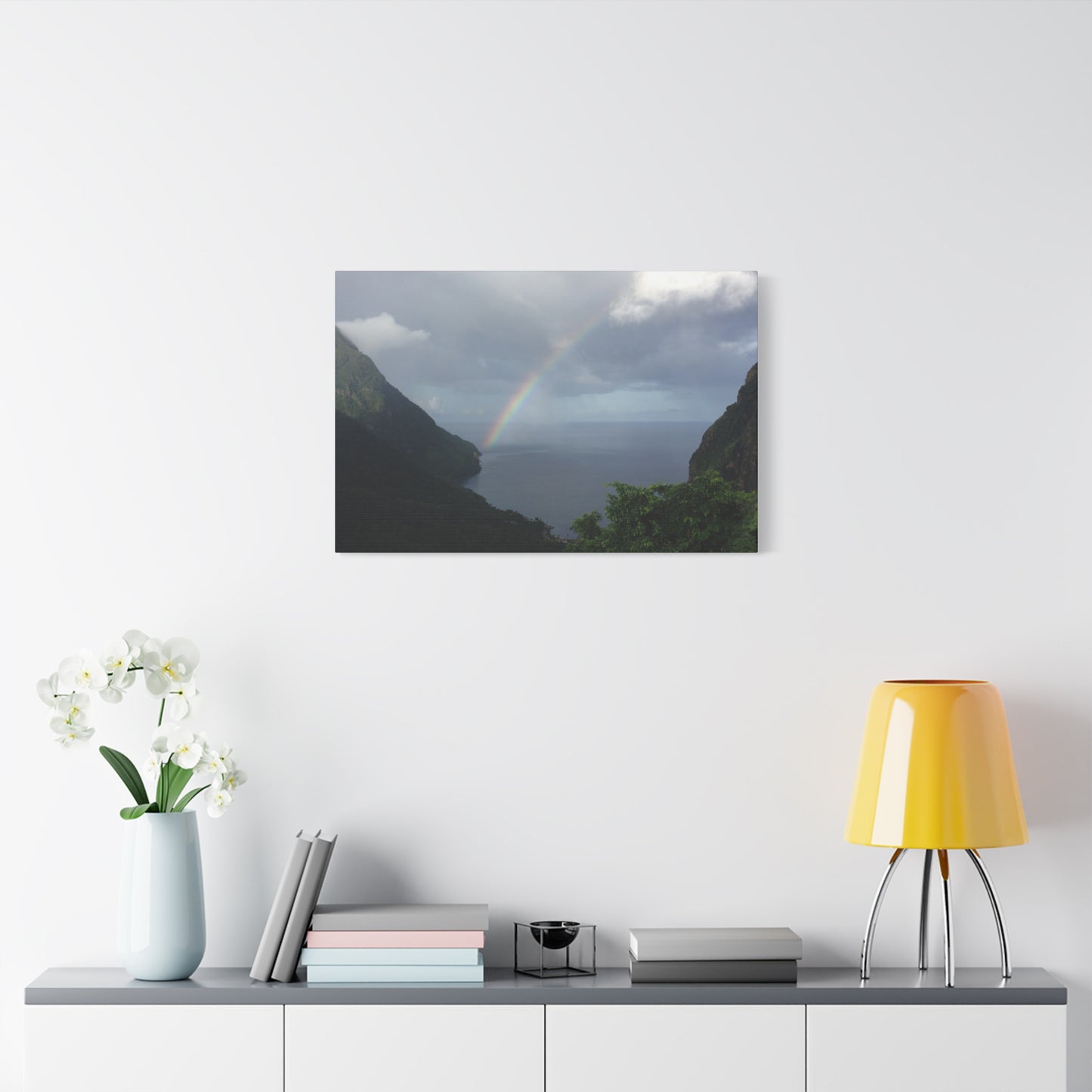St. Lucia Pitons Rainbow Canvas Art | Caribbean Landscape Photography